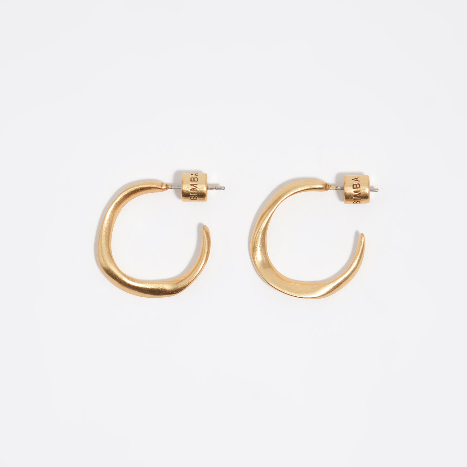 Bimba Y Lola Gold Matte Irregular Small Hoop Earrings
