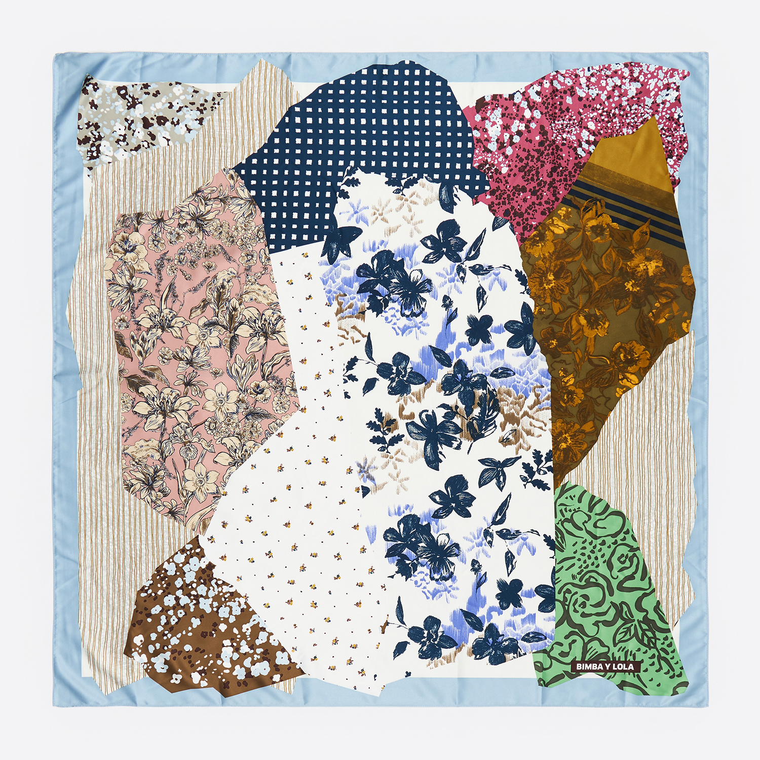 Bimba Y Lola Blue Collage Print Scarf