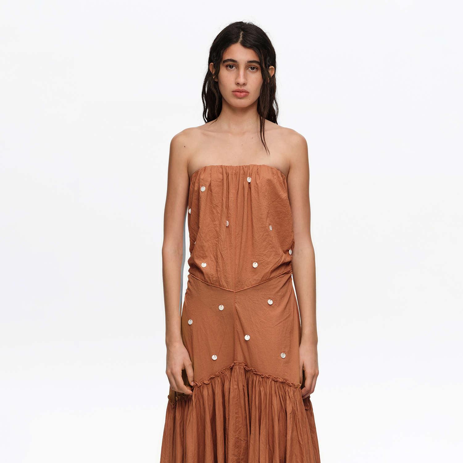 Bimba Y Lola Toffee Ruched Strapless Dress
