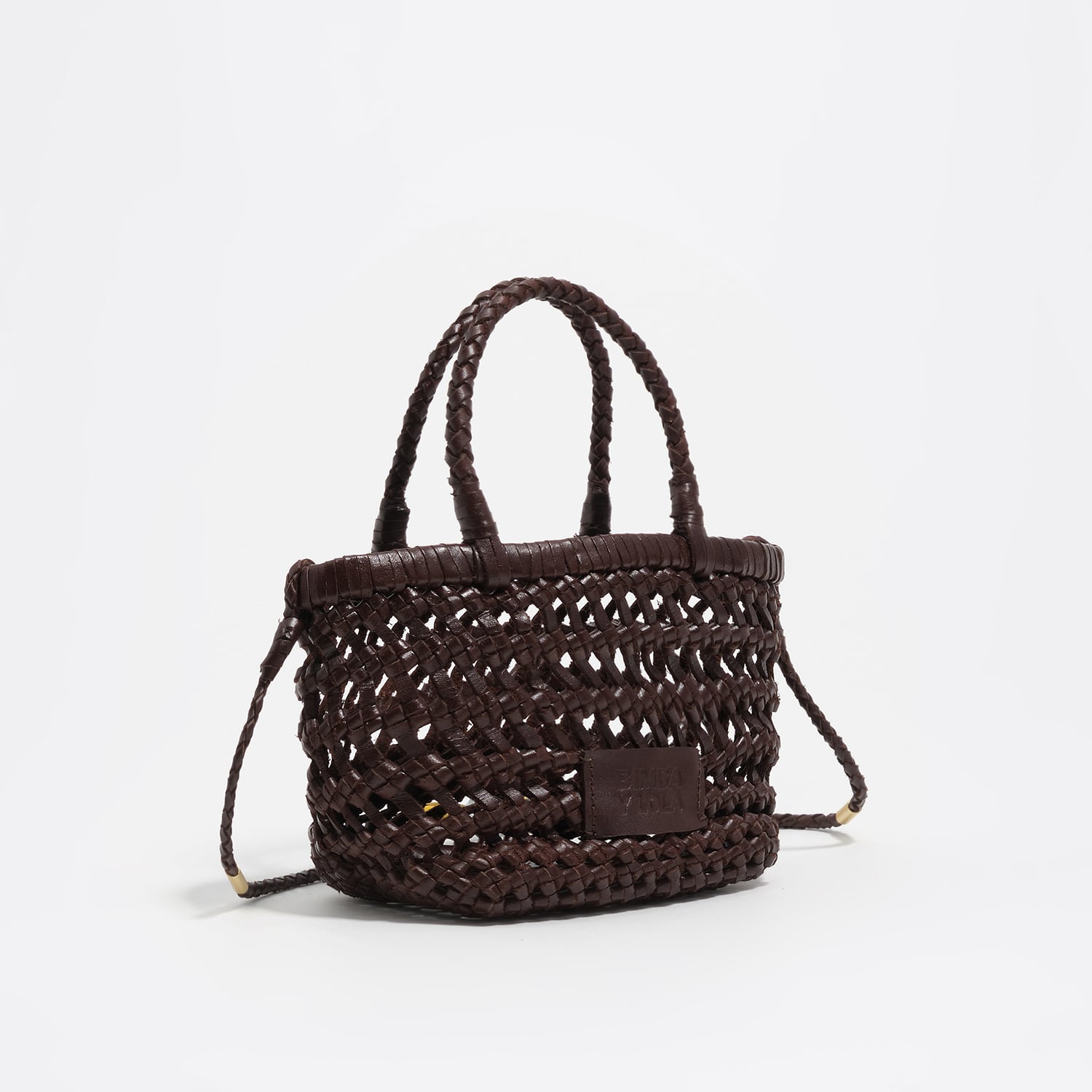 Bimba Y Lola Dark Brown Plaited Leather Mini Bag