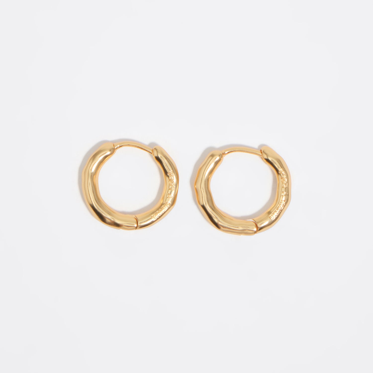 Bimba Y Lola Gold Matte Irregular Small Hoop Earrings