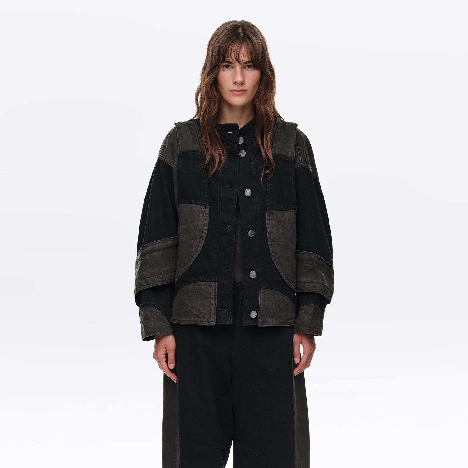 Kurtka denim oversize dwukolorowa