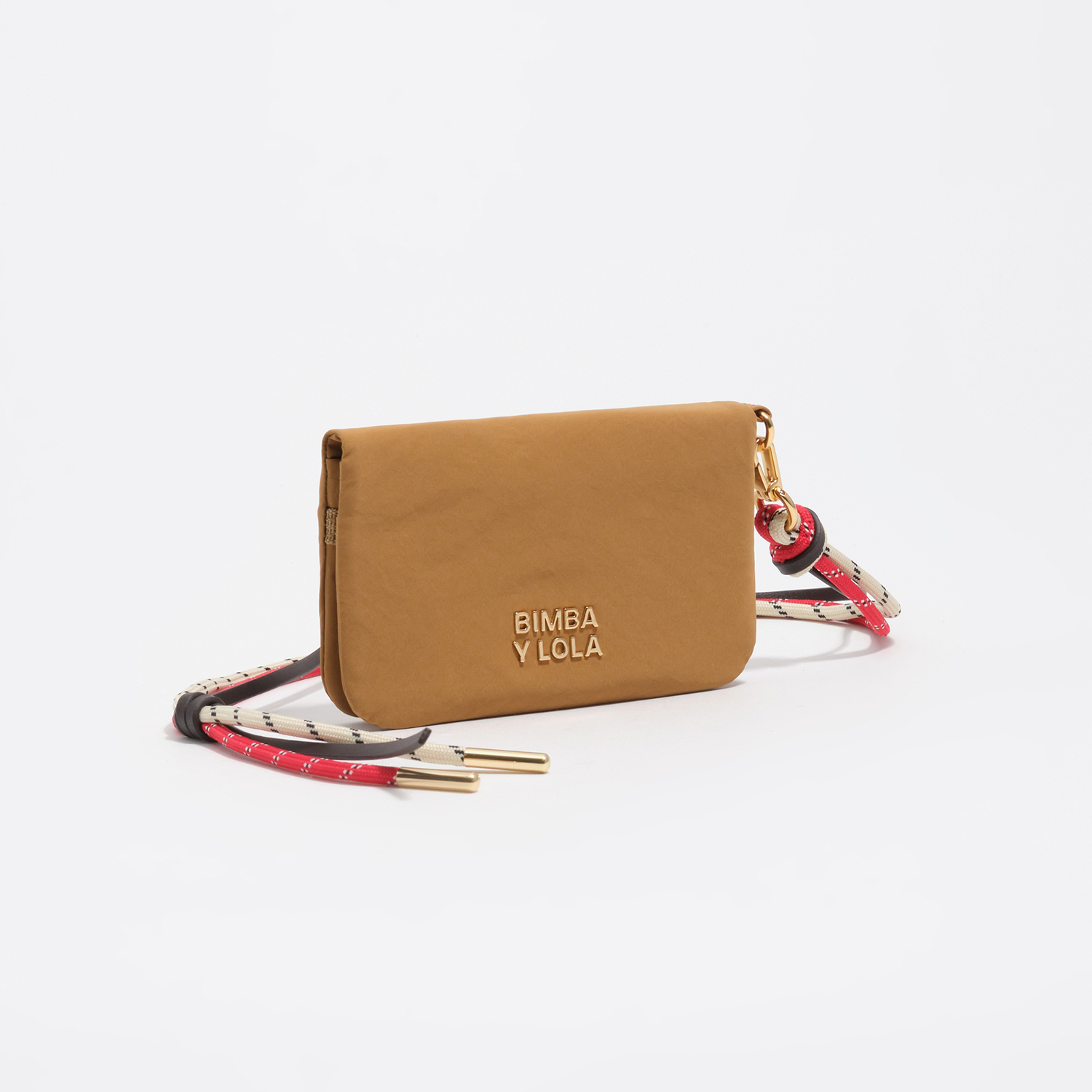Bimba Y Lola Caramel Small Nylon Flap Purse
