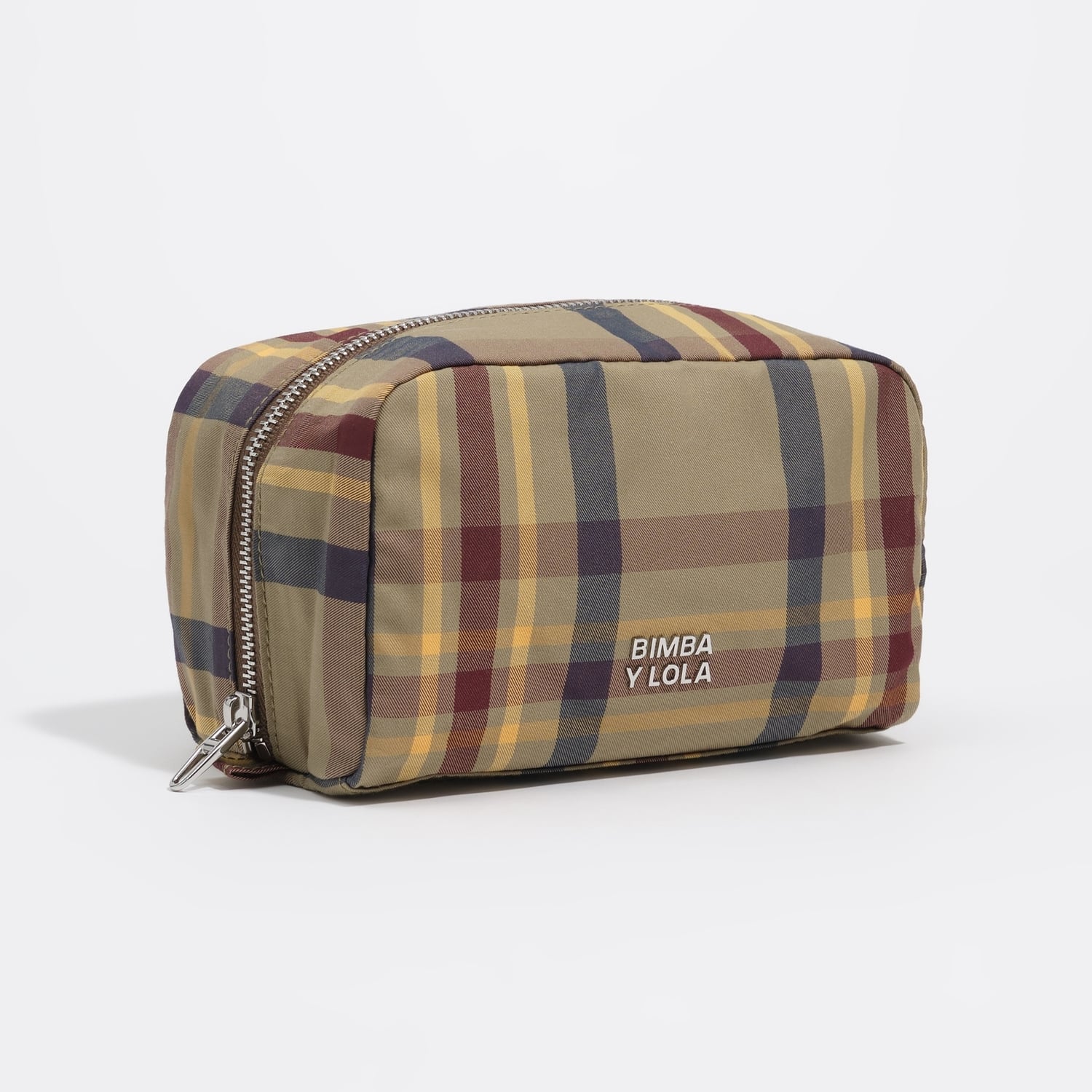 Saszetka mała żakard tartan khaki burgund