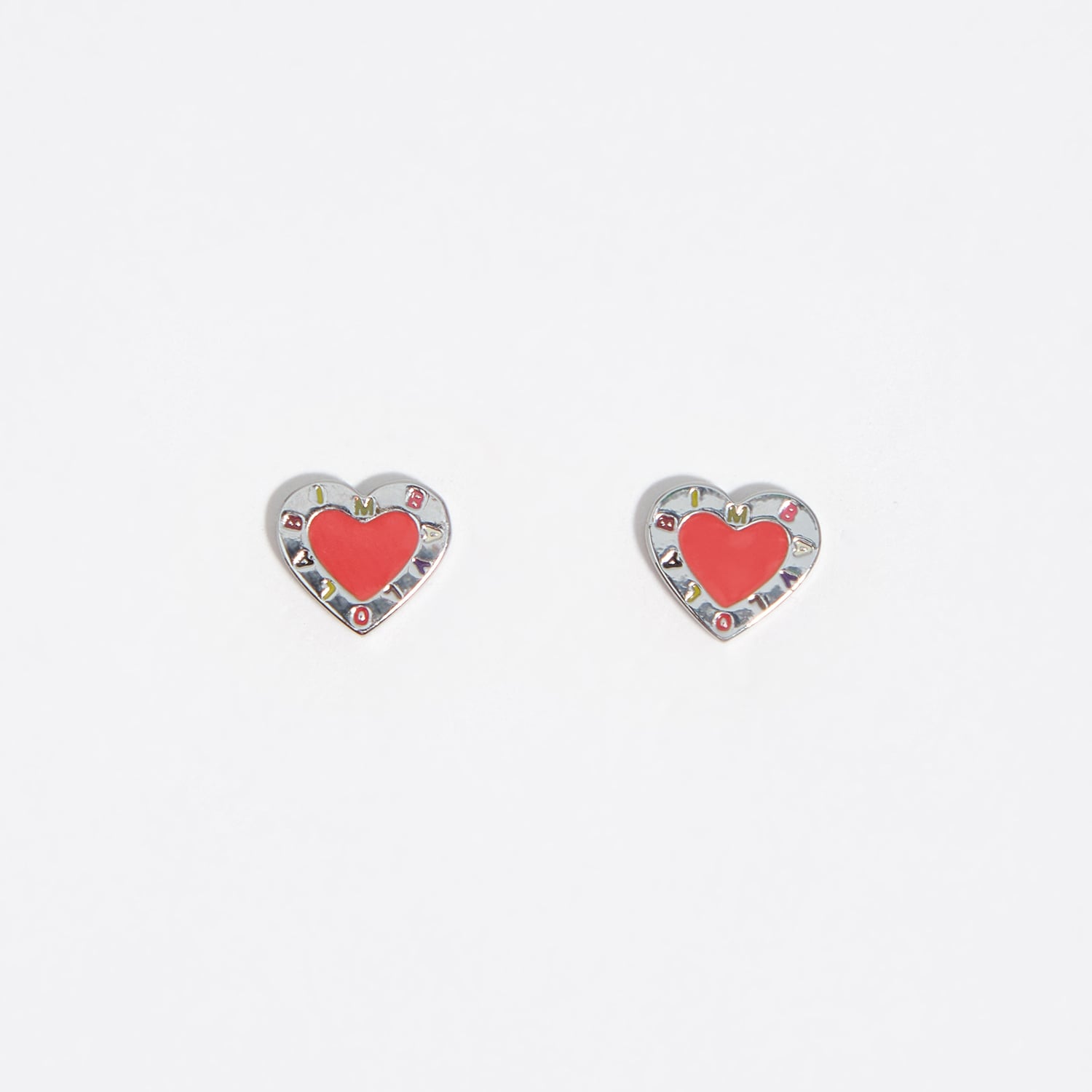 Bimba Y Lola Pink Coral Heart Logo Earrings