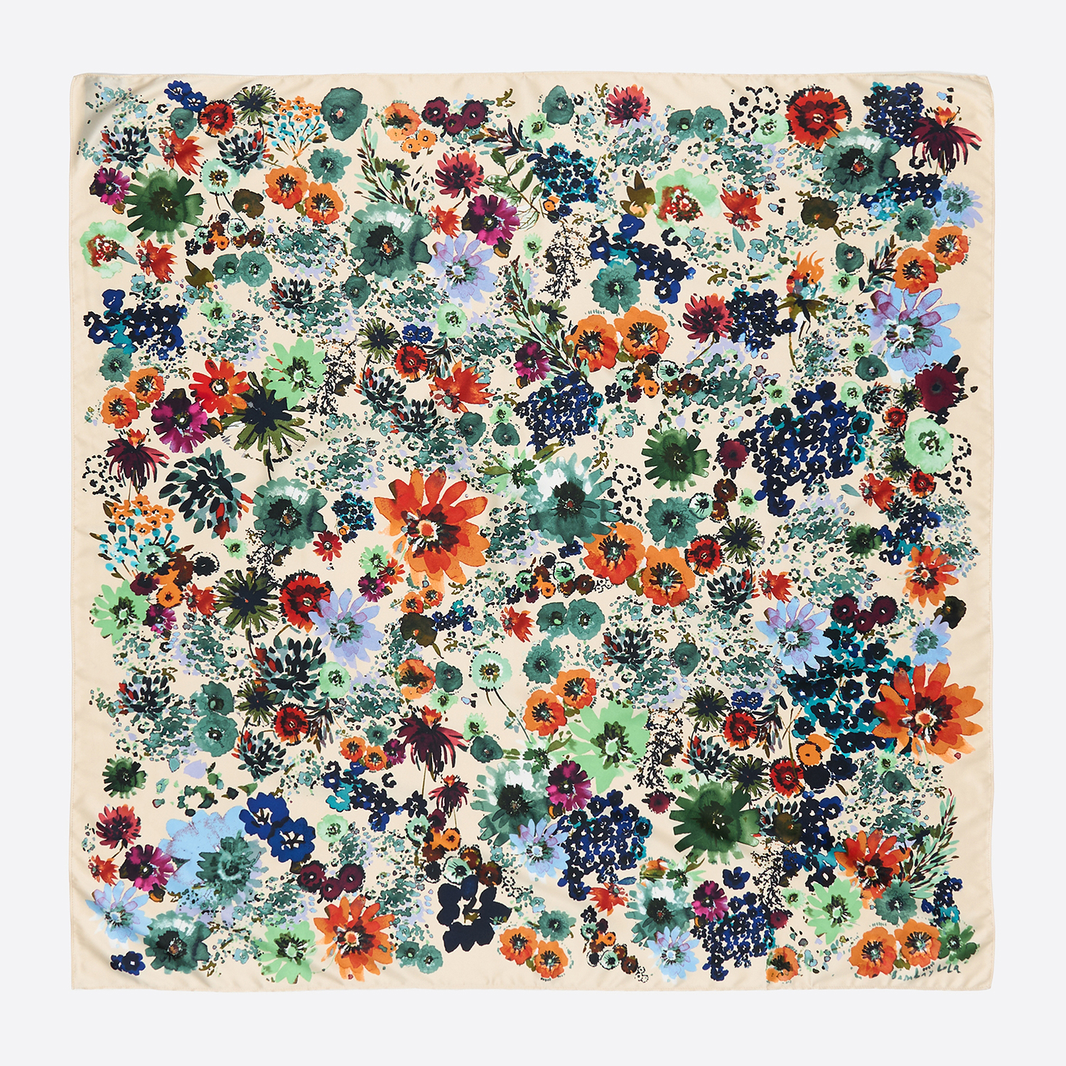 Bimba Y Lola Ivory Watercolor Floral Scarf