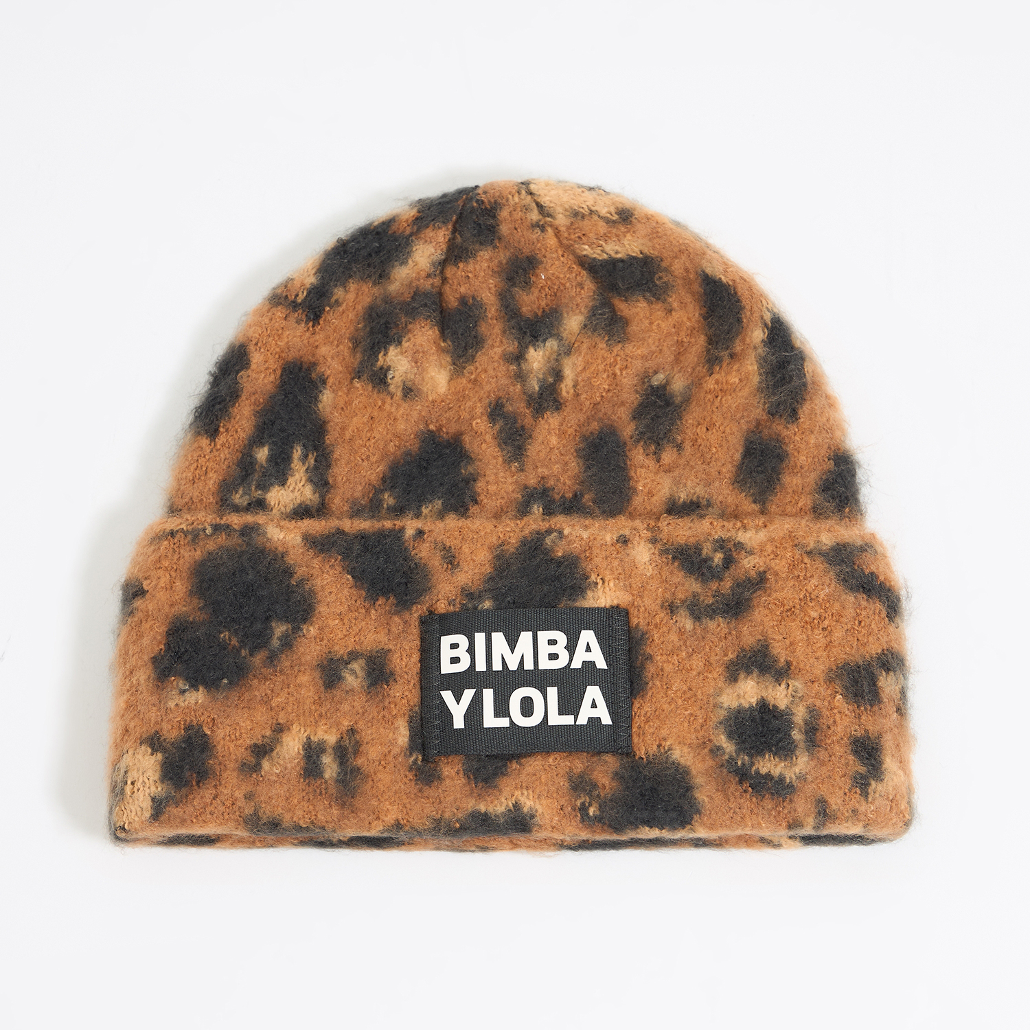 Czapka dzianina żakard animal print brązowa 2