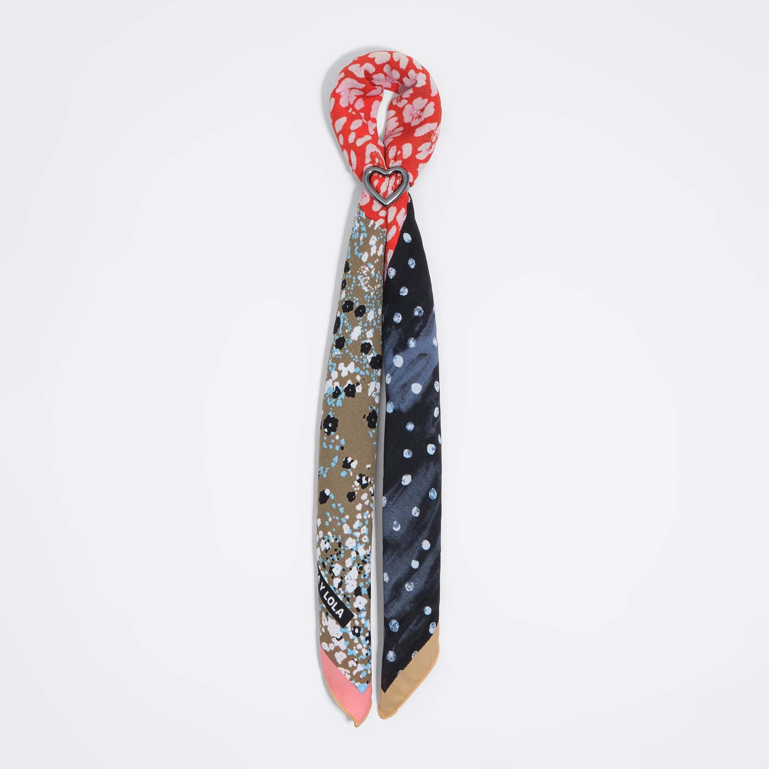 Bimba Y Lola Red Patchwork Scarf Bag Charm