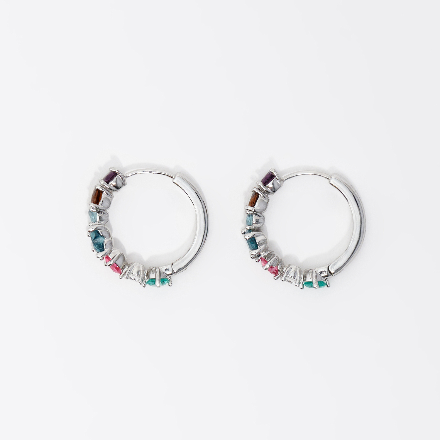 Bimba Y Lola Dark Silver Silver Crystals Heart Hoop Earrings