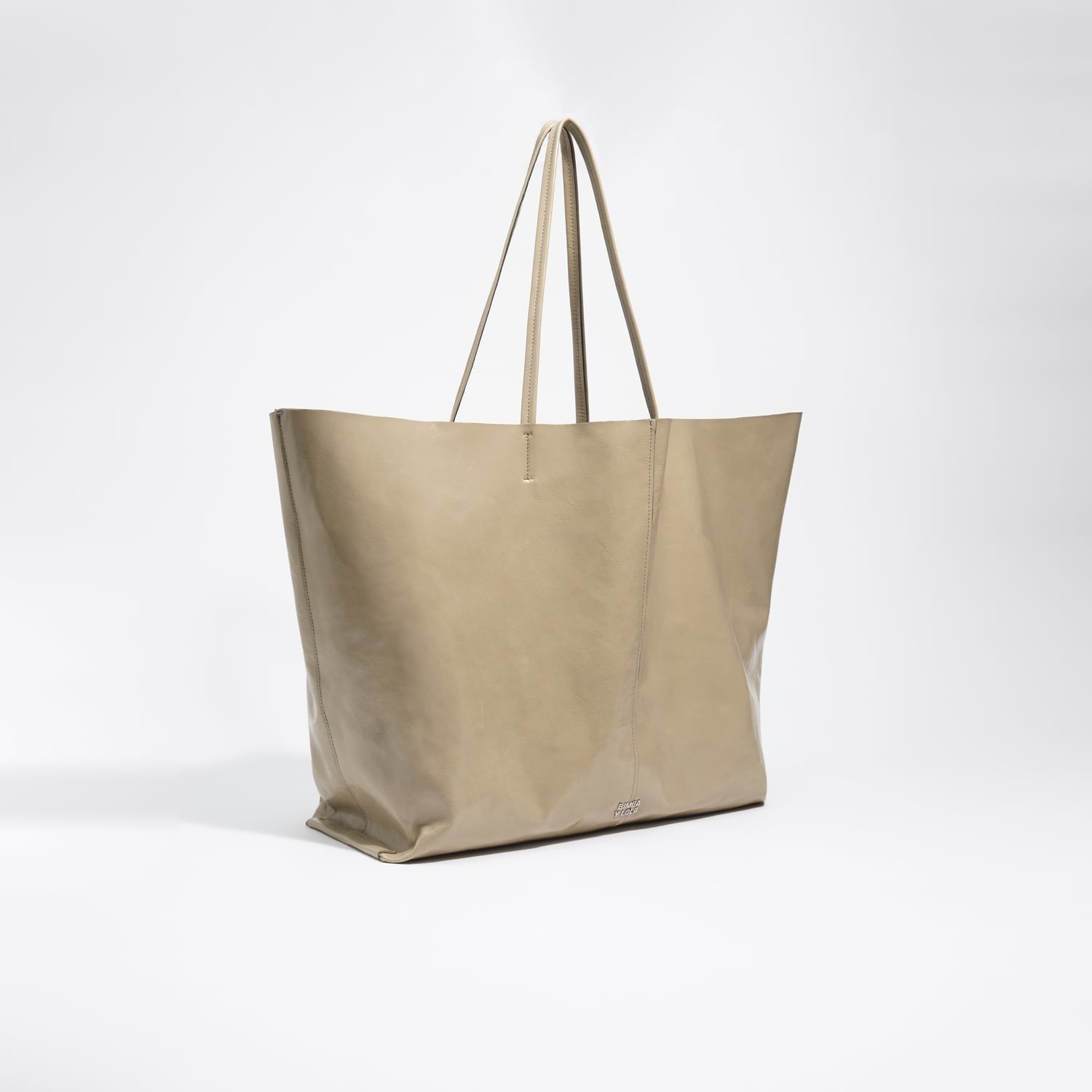 Torba shopper maxi błyszcząca skóra szałwia 2