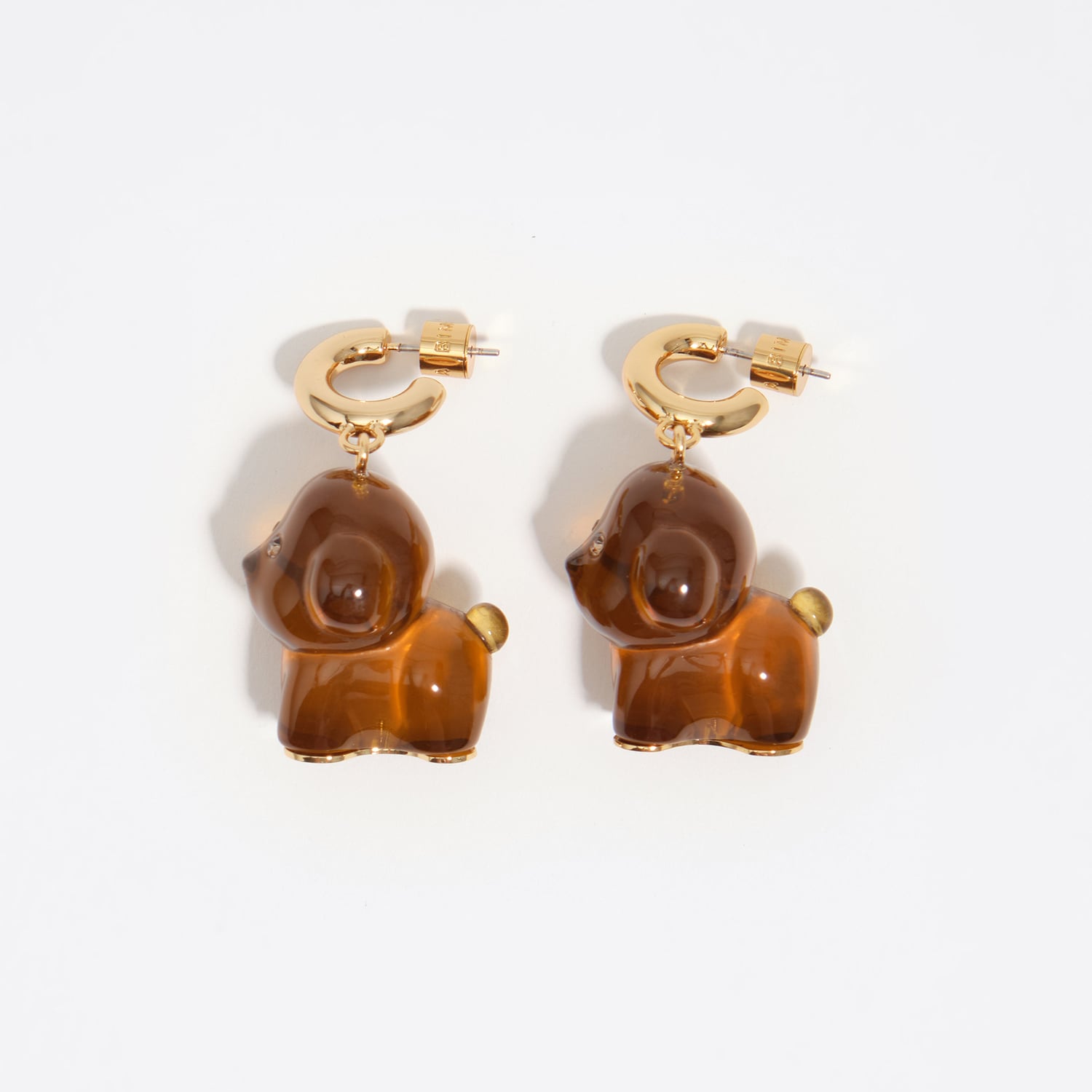 Bimba Y Lola Brown Resin Dog Hoop Earrings