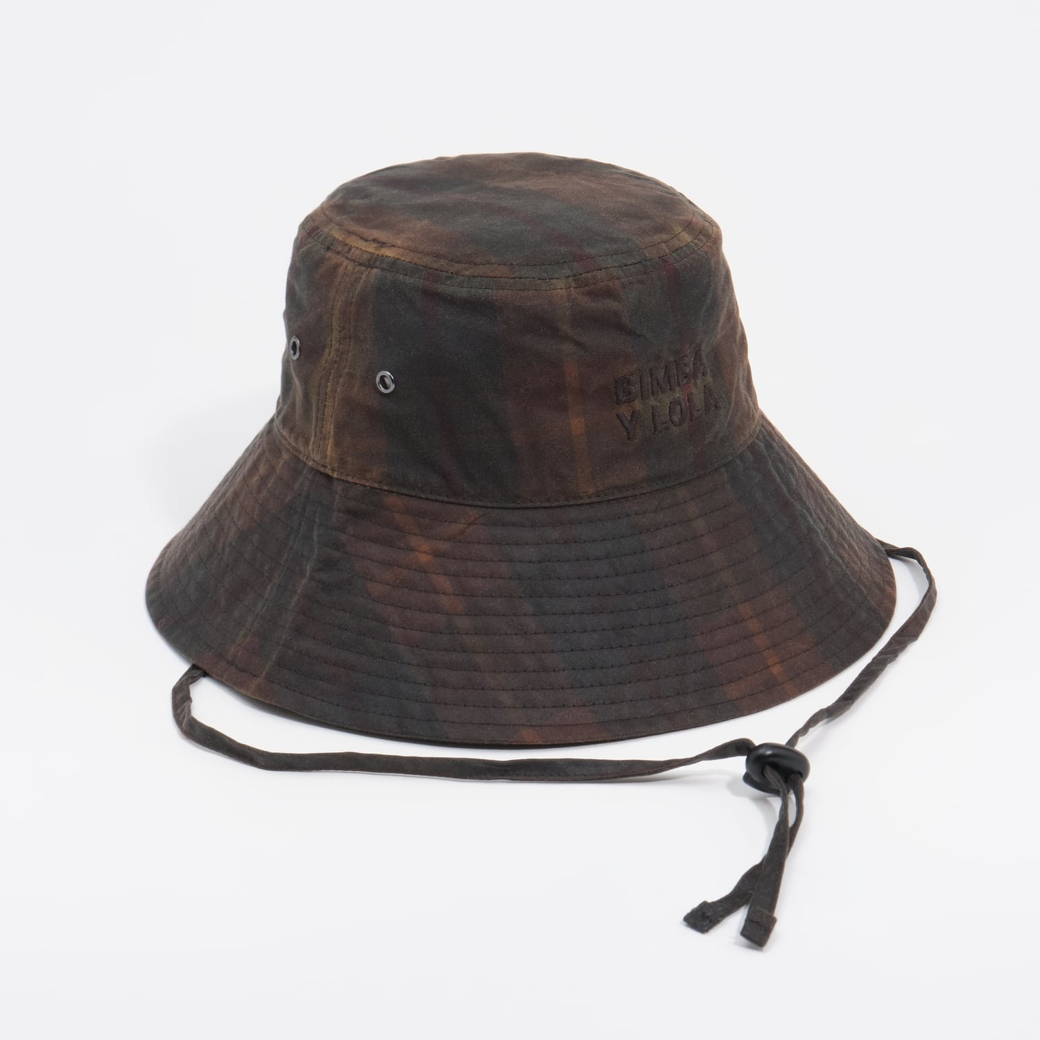 Czapka woskowana tkanina tartan brązowa