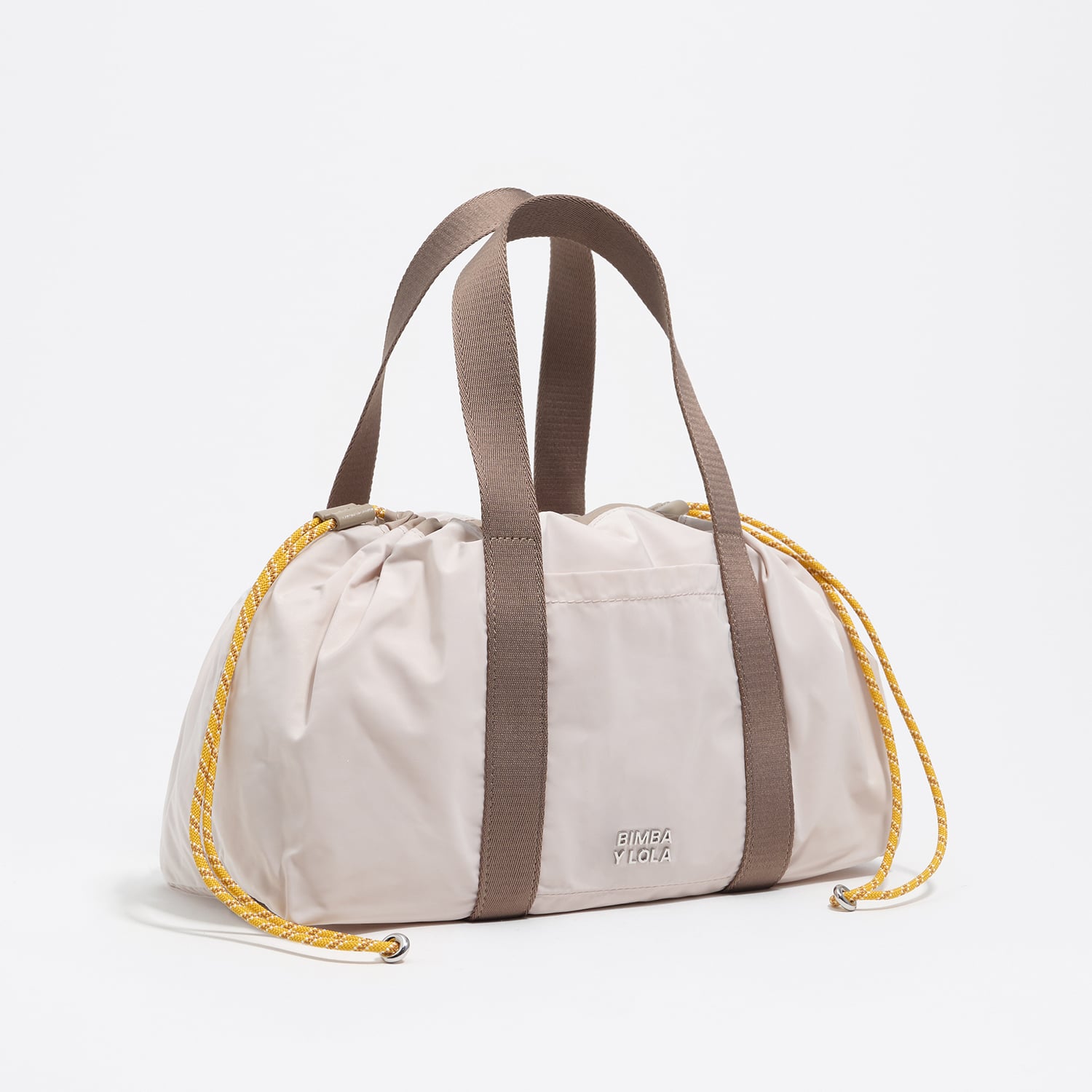 Torebka mini nylon beżowo-szara