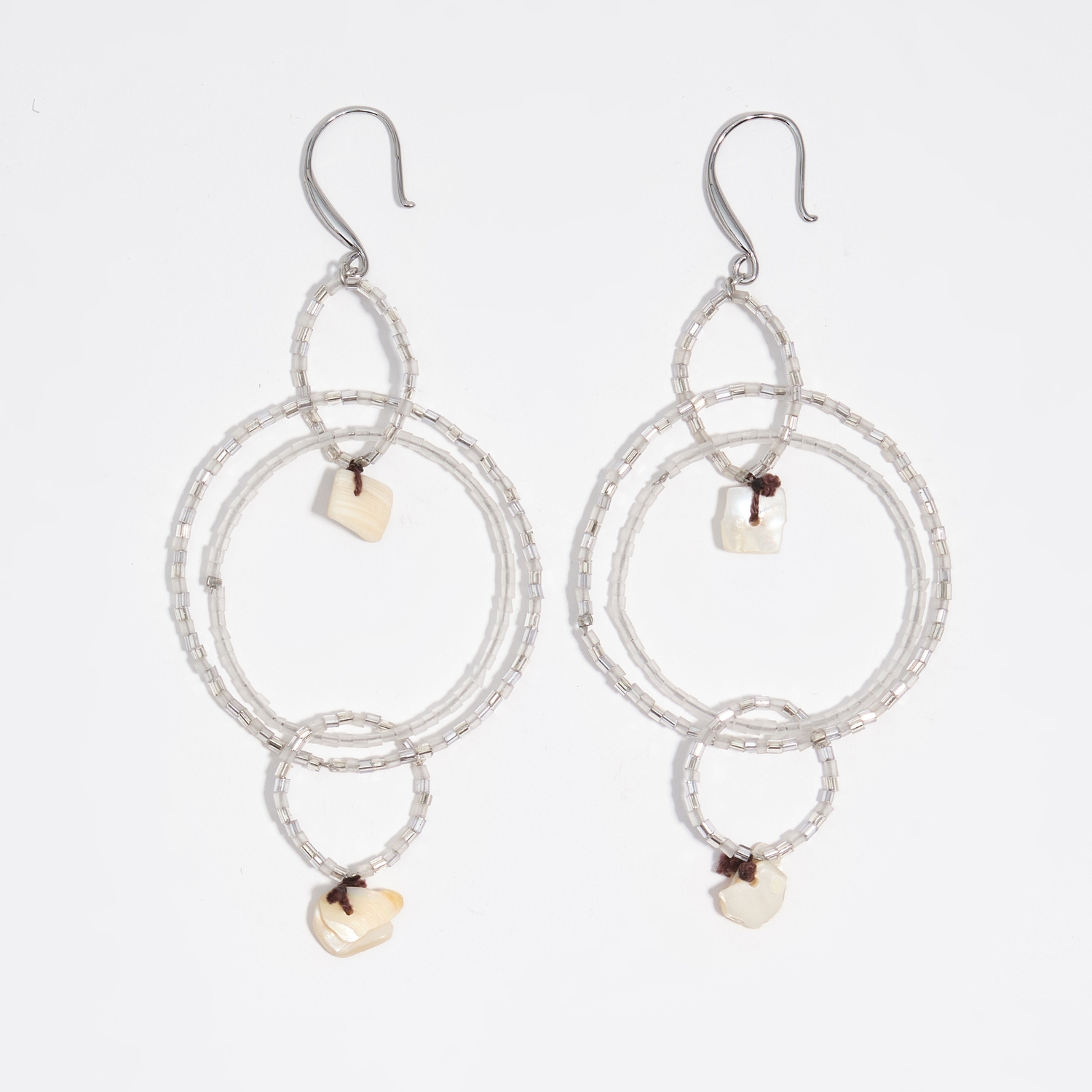 Bimba Y Lola Silver Beads And Mother-Of-Pearl Earrings