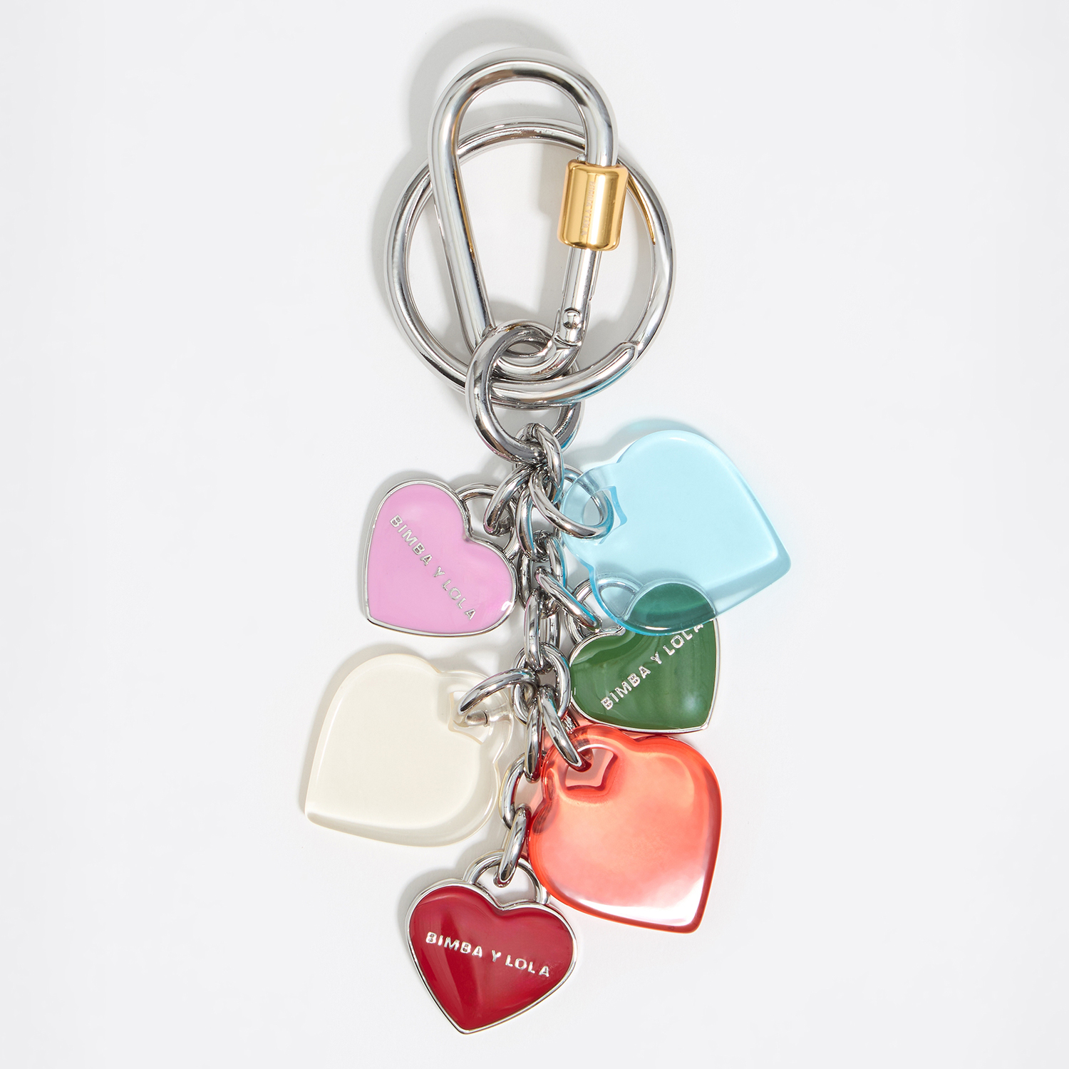 Bimba Y Lola Pink Silver Hearts Key Ring