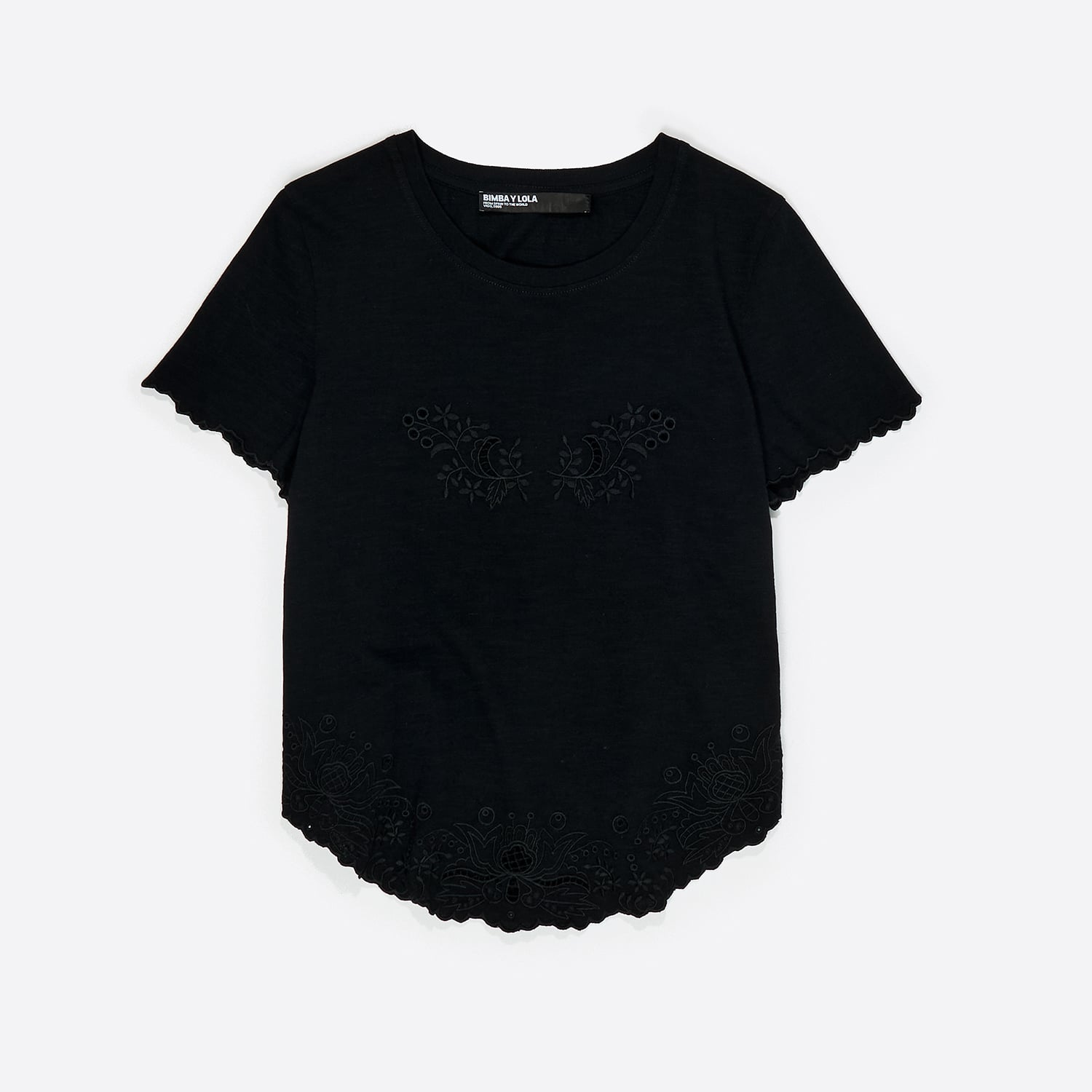 Bimba Y Lola Black Embroidered T-Shirt