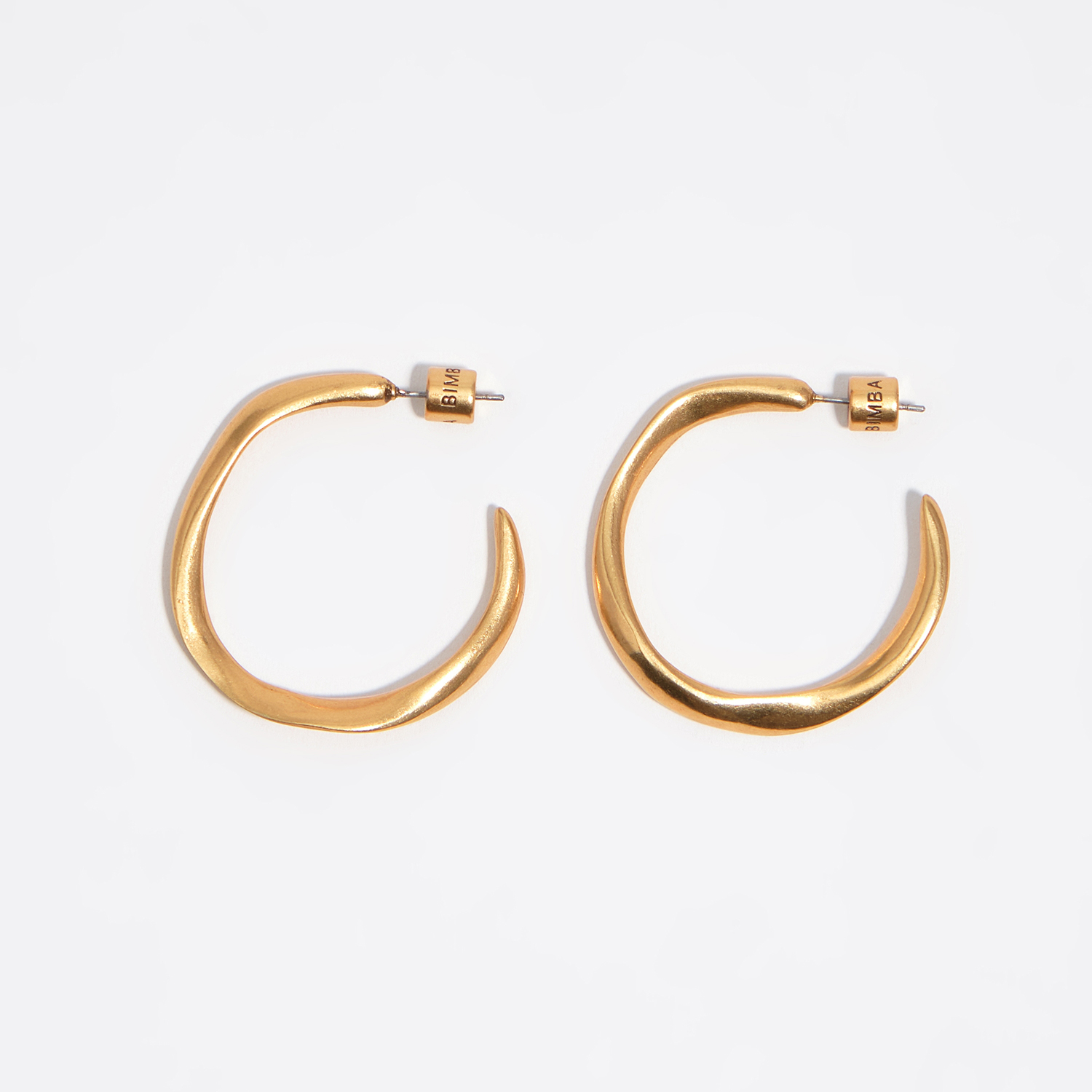 Bimba Y Lola Gold Matte Irregular Hoop Earrings