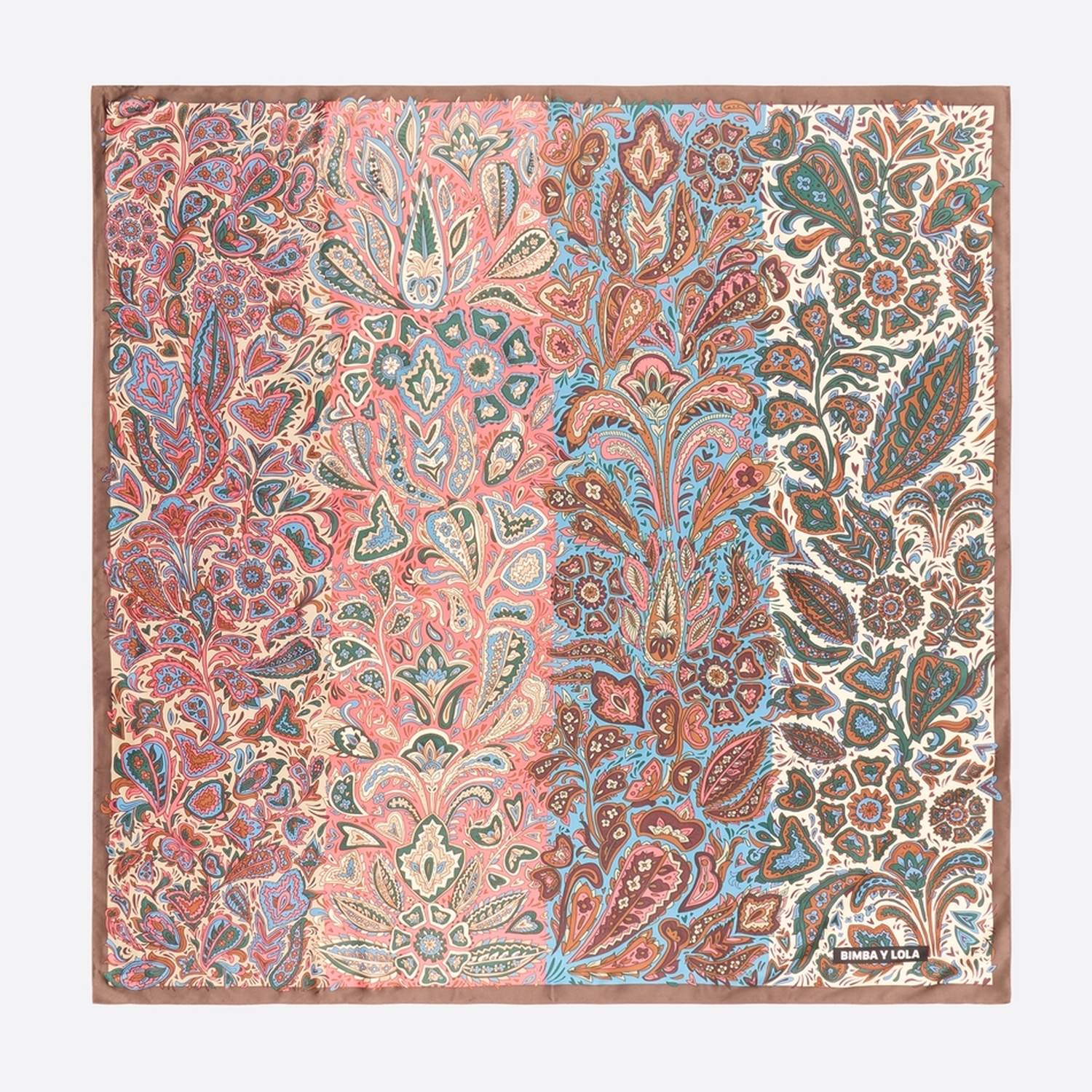 Chusta pasy paisley koralowa 2