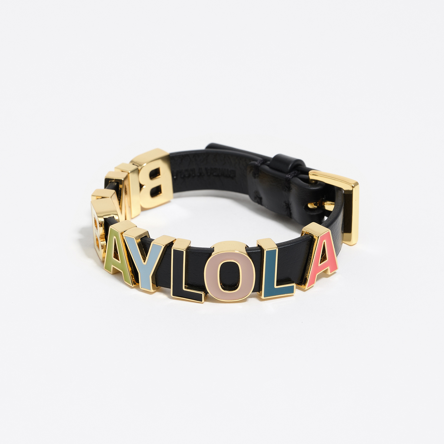 Bimba Y Lola Black Multicolored Logo Strap Bracelet