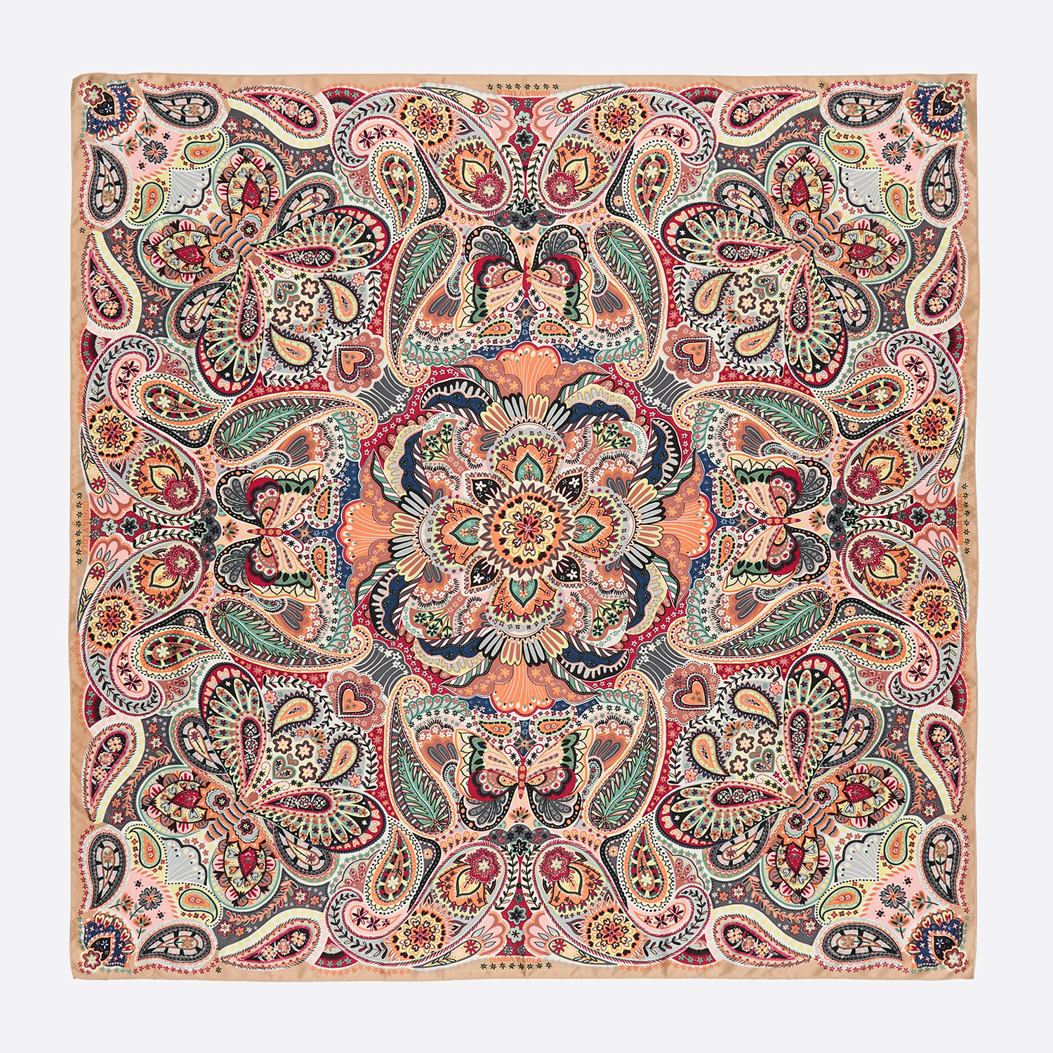 Bimba Y Lola Fuchsia Paisley And Butterflies Scarf