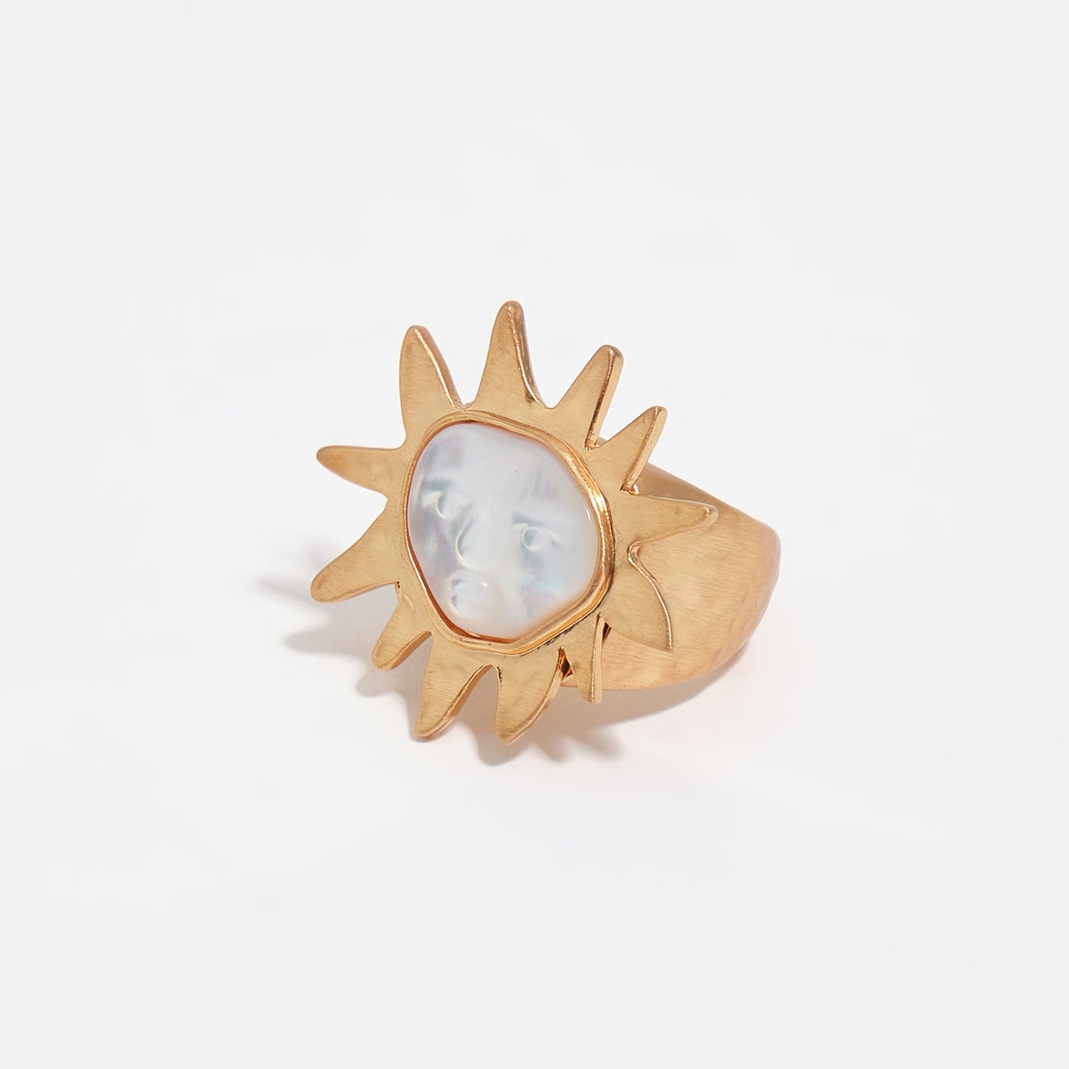 Bimba Y Lola Pearl Sun Ring With Mother-Of- Face