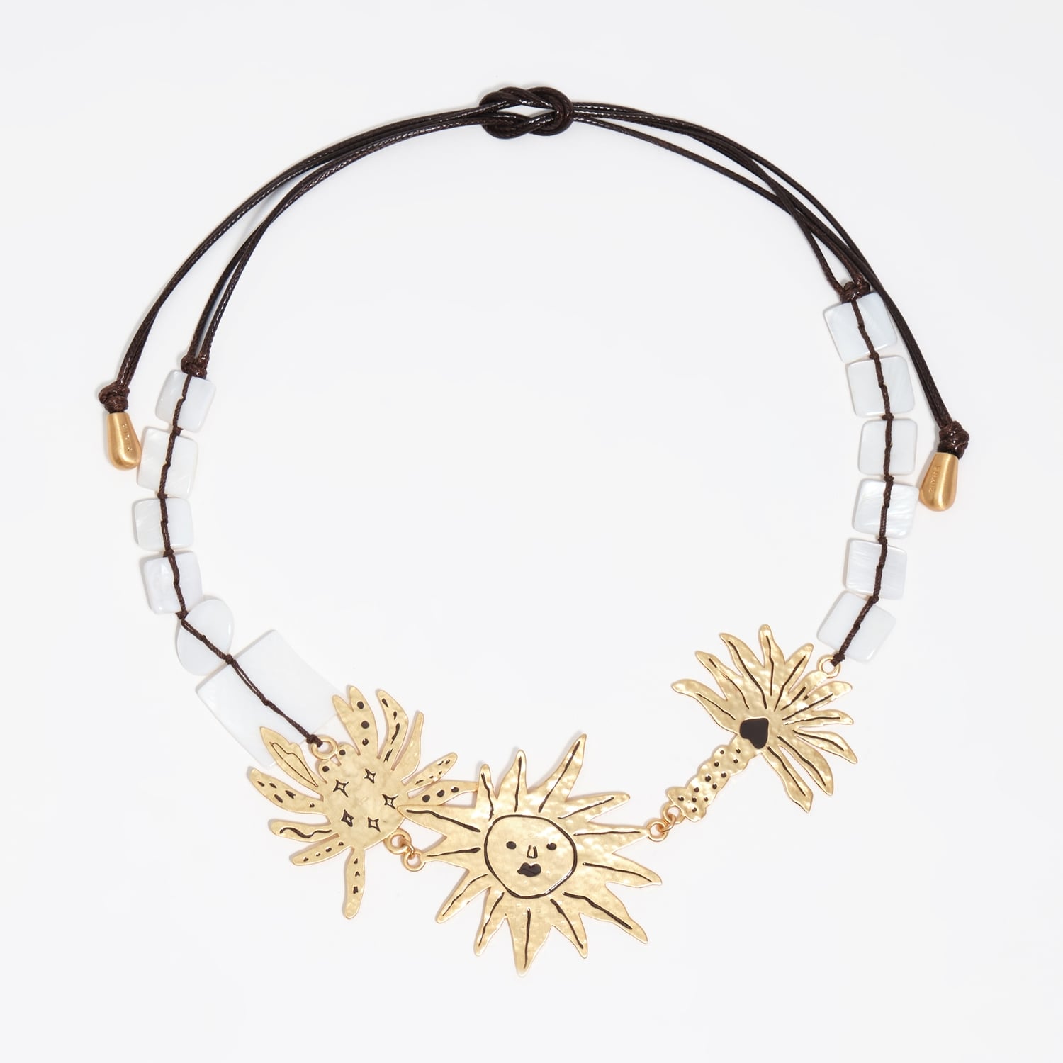 Bimba Y Lola Gold Brushed Sun And Animal Necklace