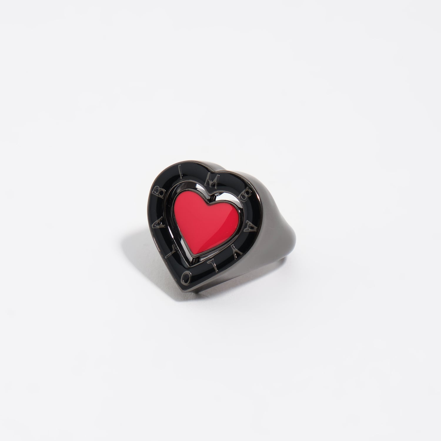 Bimba Y Lola Red Black Swivel Heart Logo Ring
