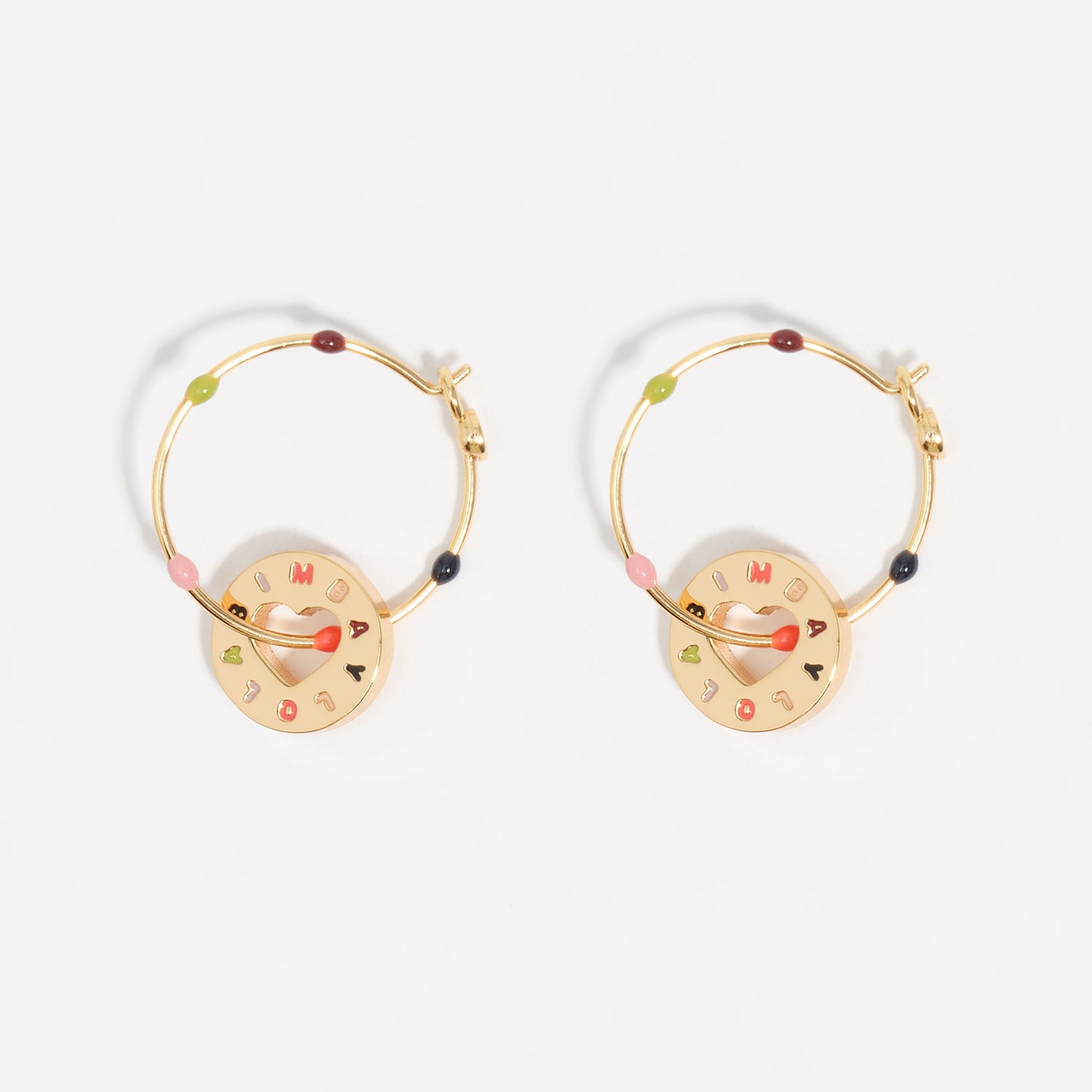 Bimba Y Lola Gold Multicolored Logo Hoop Earrings