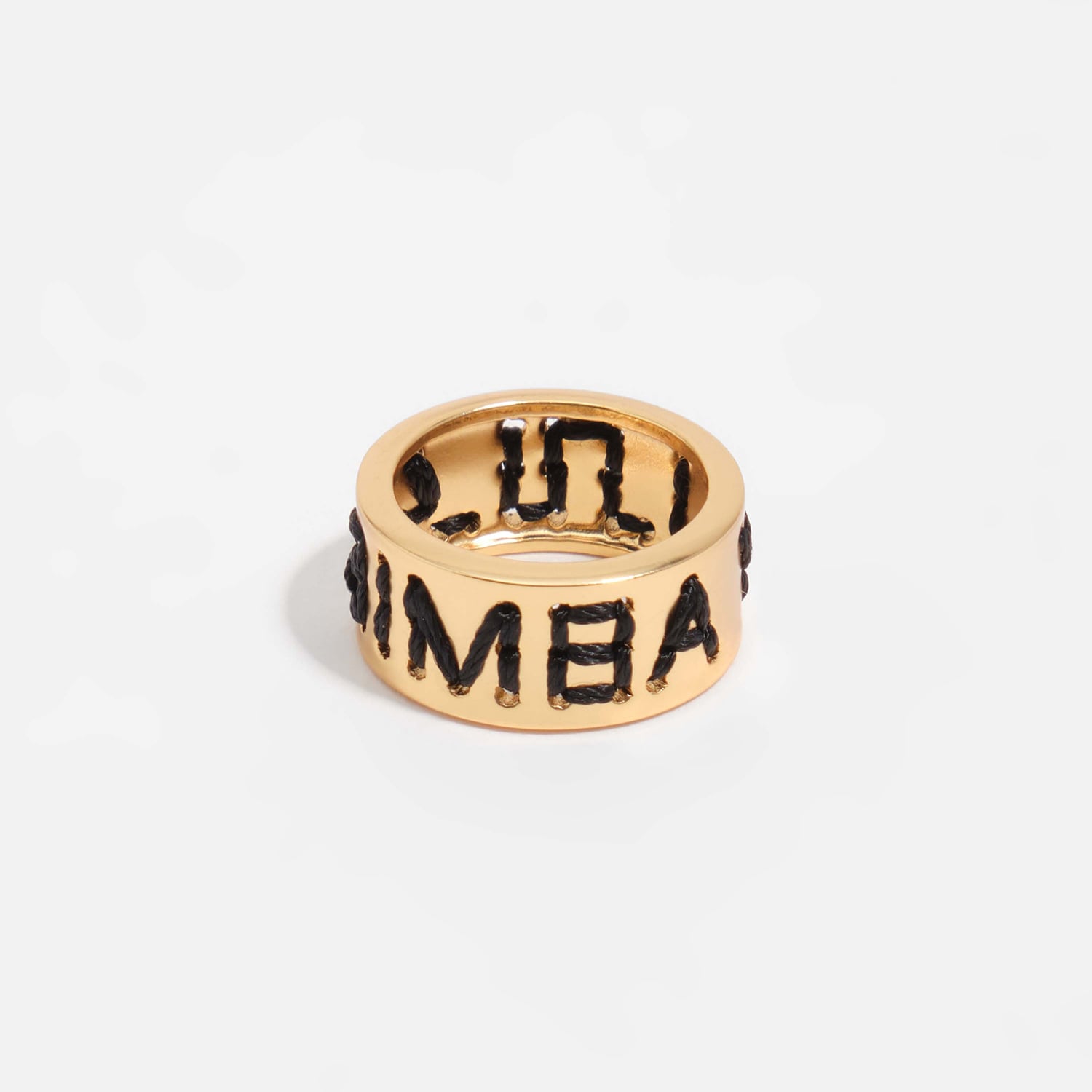 Bimba Y Lola Gold Embroidered Scarf Ring