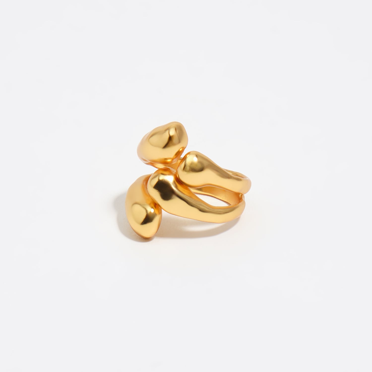 Bimba Y Lola Gold Matte Textured Criss-Cross Ring