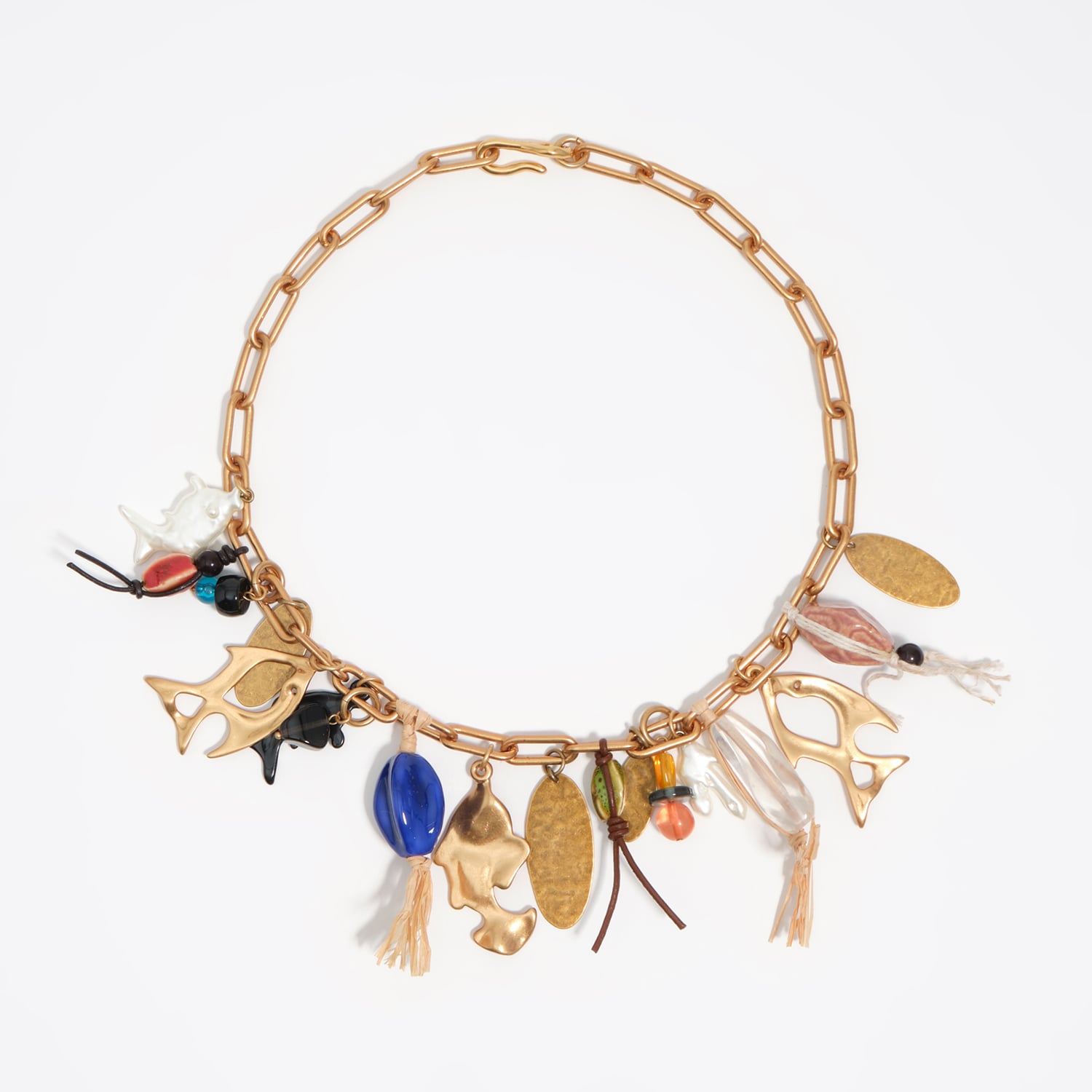 Bimba Y Lola Gold Necklace With Aged Fish And Ceramics