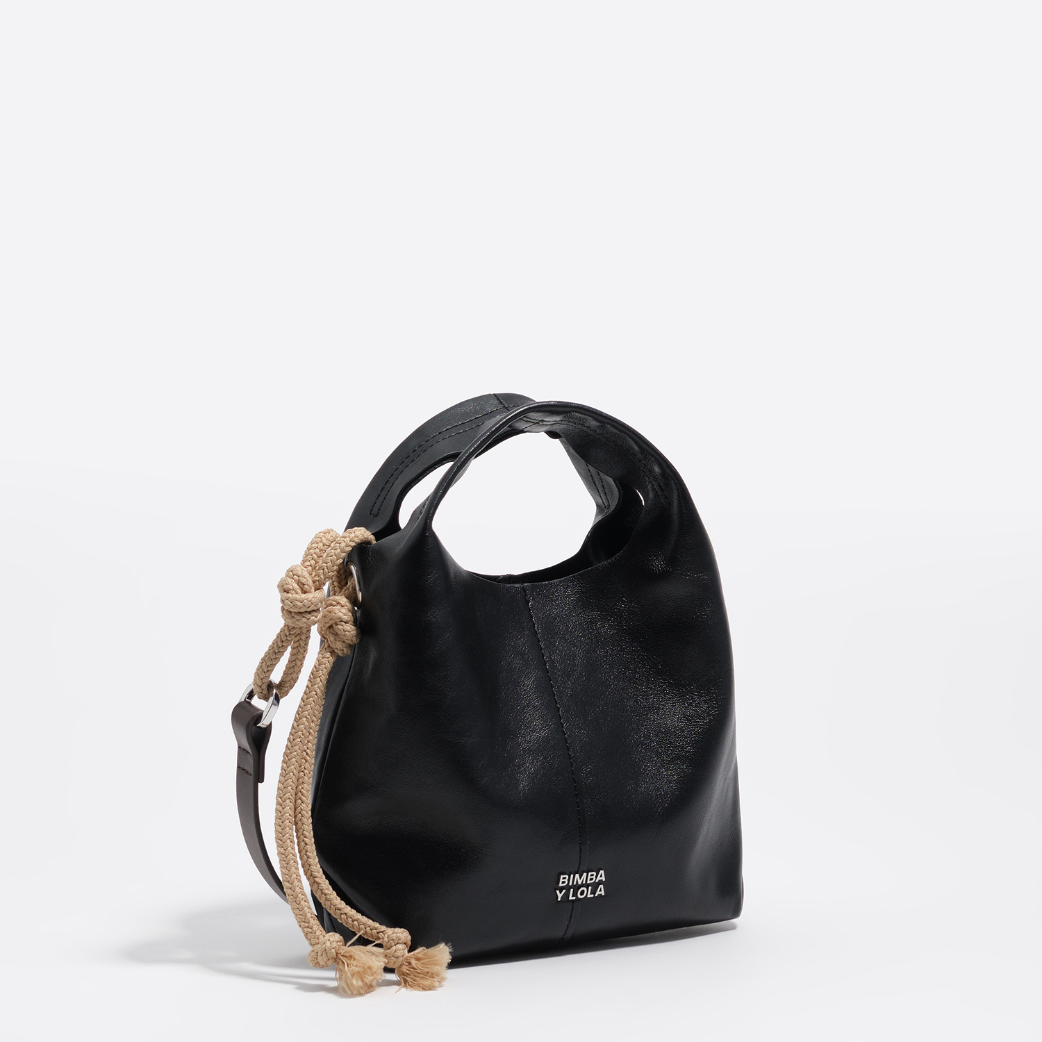 Bimba Y Lola Black Leather Mini Paper Bag