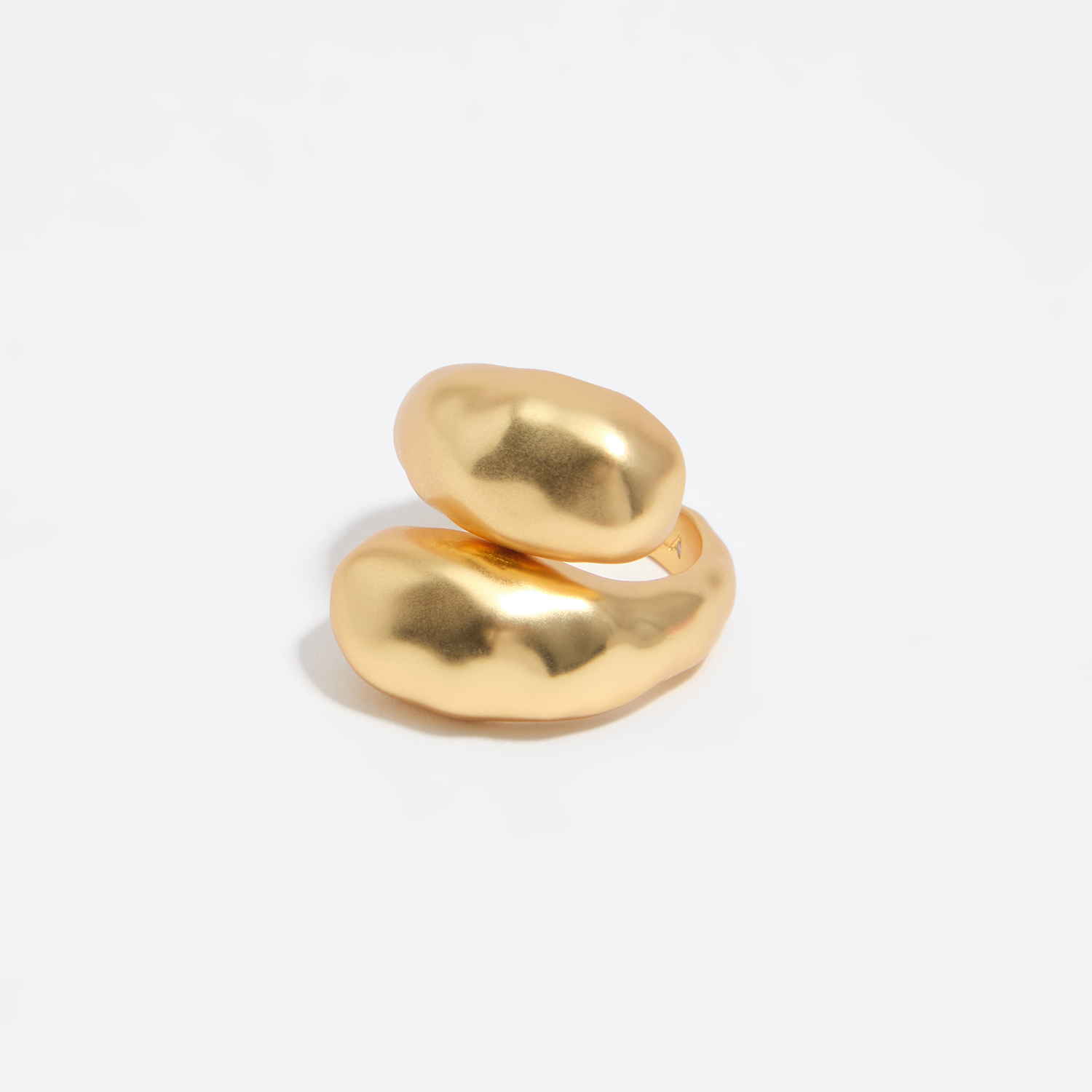 Bimba Y Lola Gold Matte Textured Criss-Cross Ring