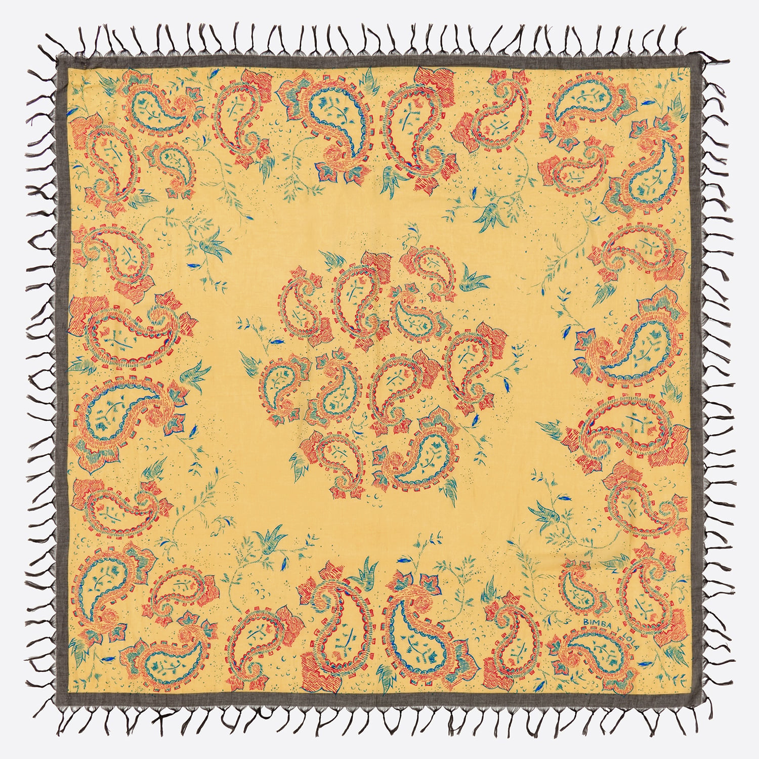 Bimba Y Lola Orange Light Paisley Shawl