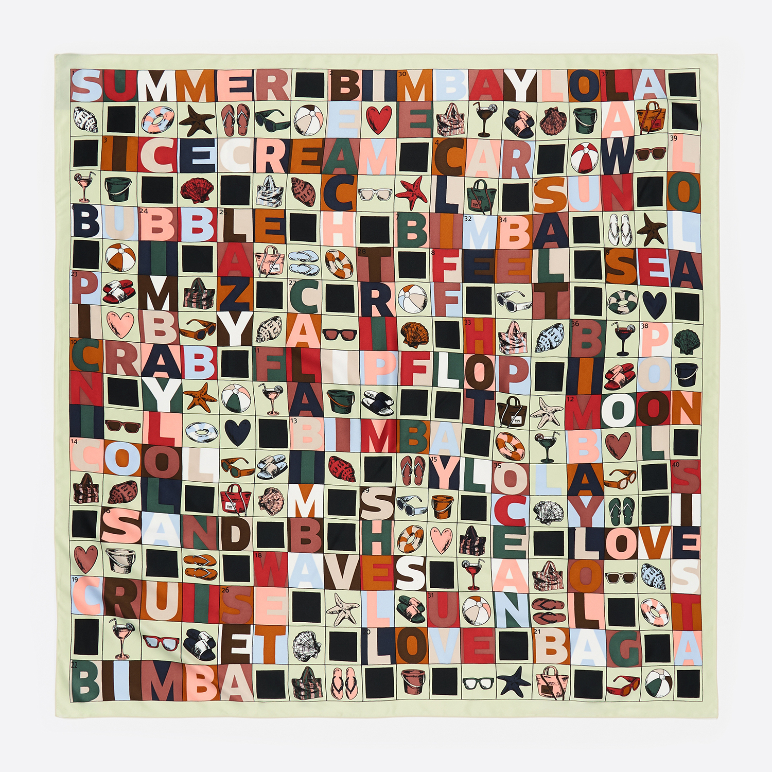 Bimba Y Lola Lime Crossword Scarf