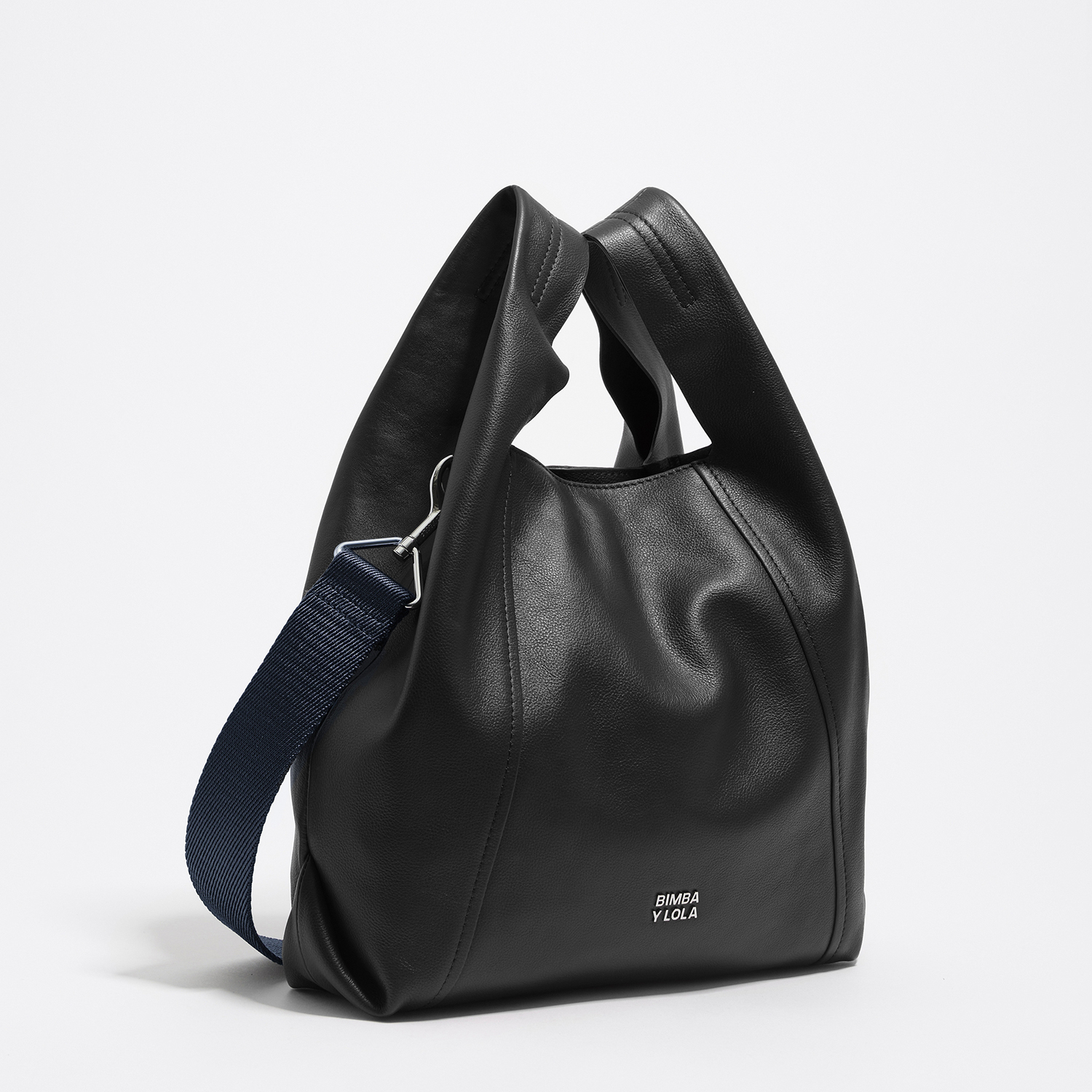 Bimba Y Lola Black Medium Leather Paper Bag