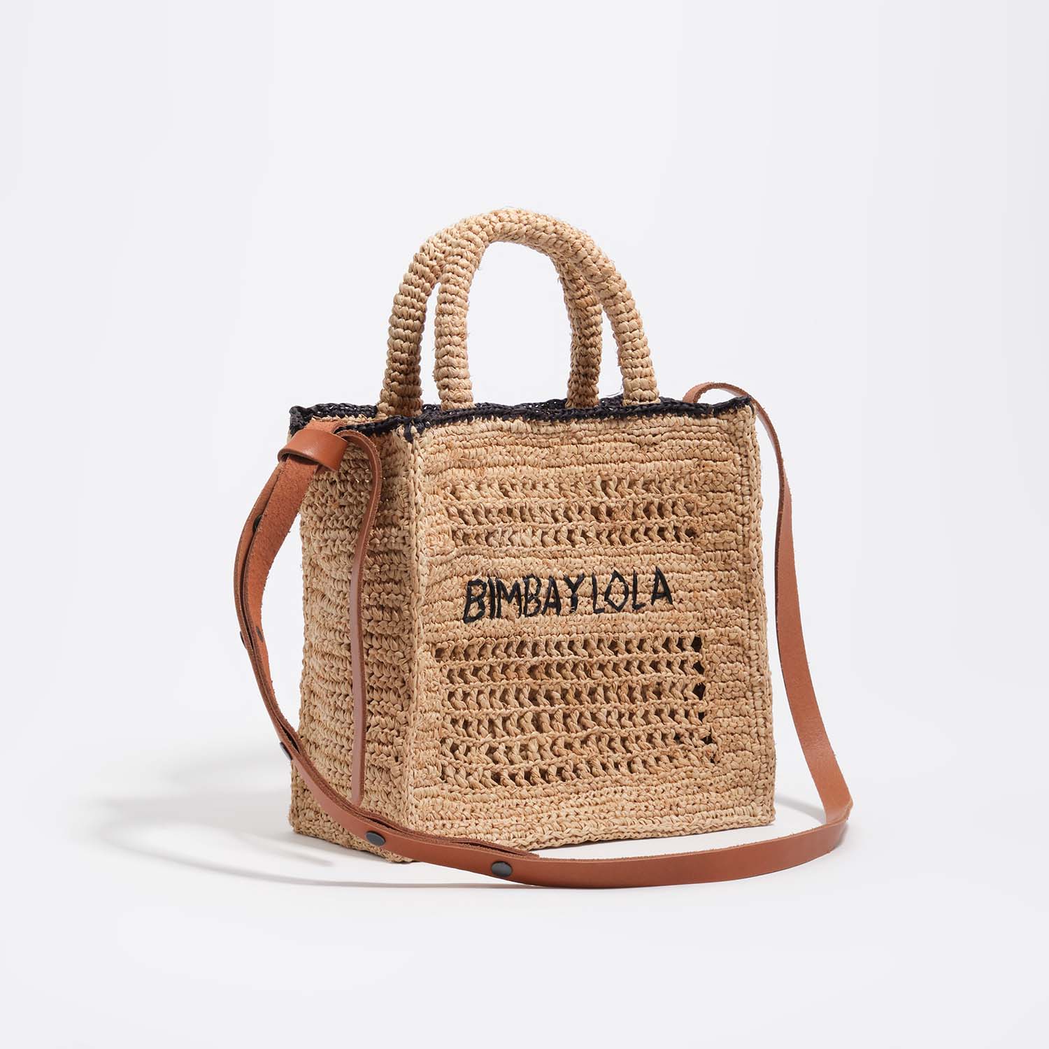 Bimba Y Lola Natural Medium Raffia Crossbody Bag