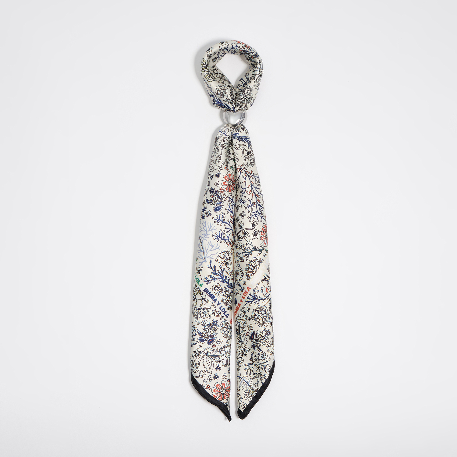 Bimba Y Lola Vanilla Vegetation And Logo Frame Scarf Bag Charm