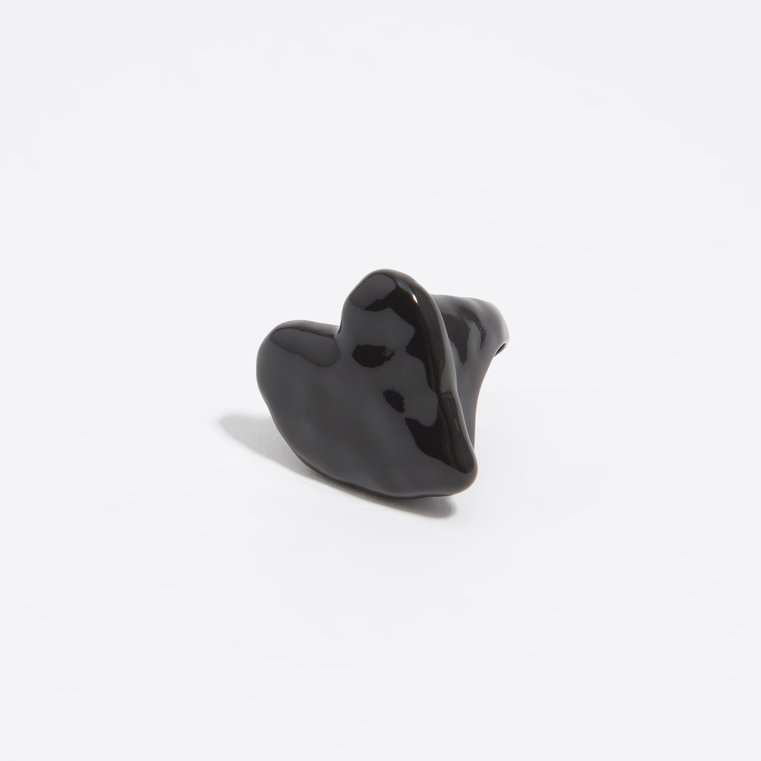 Bimba Y Lola Dark Brown Black Lacquered Textured Heart Ring