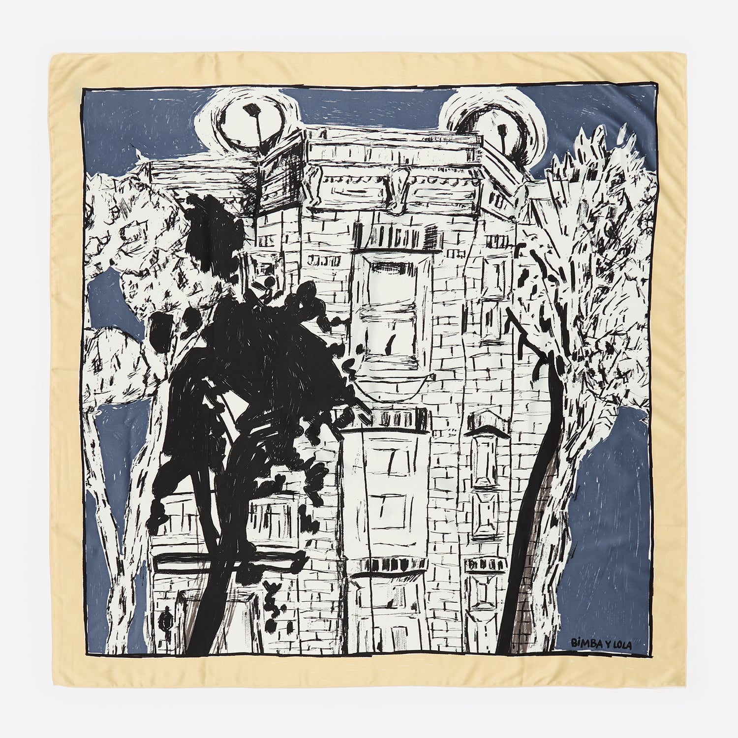 Bimba Y Lola Grey Bimba House Graphite Brushstroke Scarf