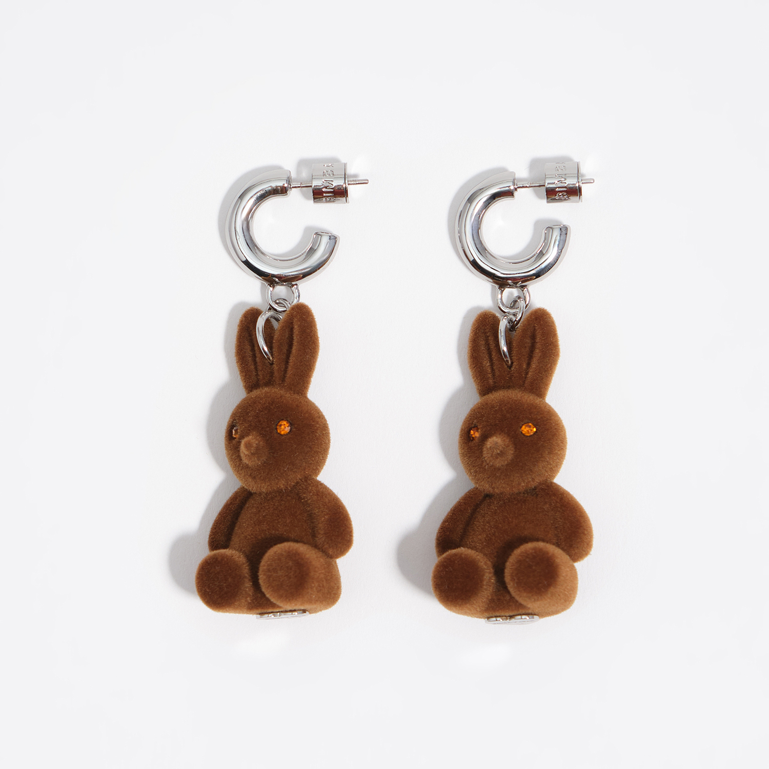 Bimba Y Lola Brown Flocked Rabbit Hoop Earrings