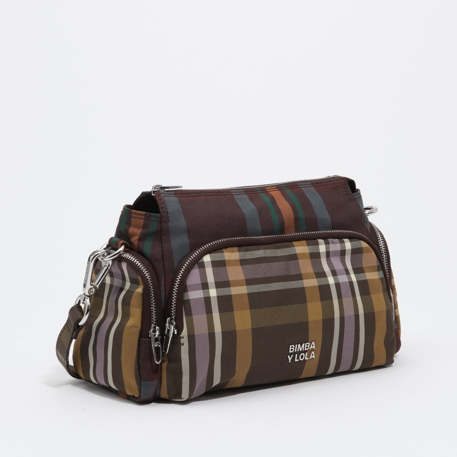 Torebka Pocket mała tartan czekoladowo-zielona