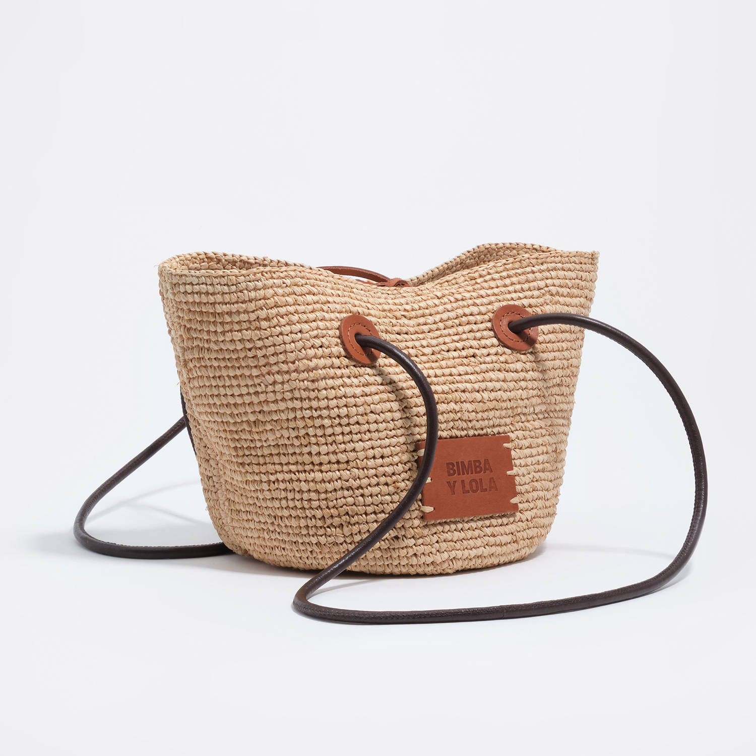 Bimba Y Lola Natural Medium Raffia Basket Bag