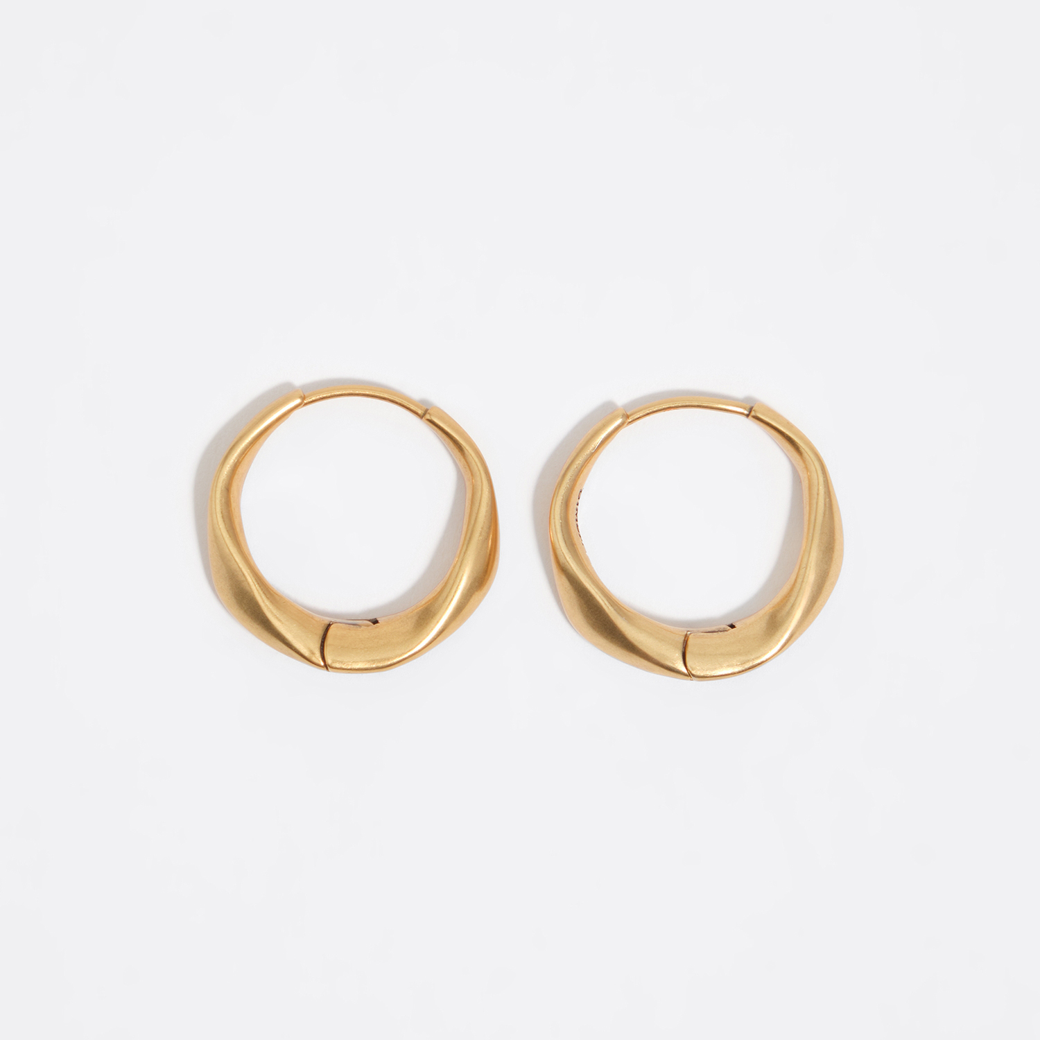 Bimba Y Lola Gold Matte Irregular Hoop Earrings
