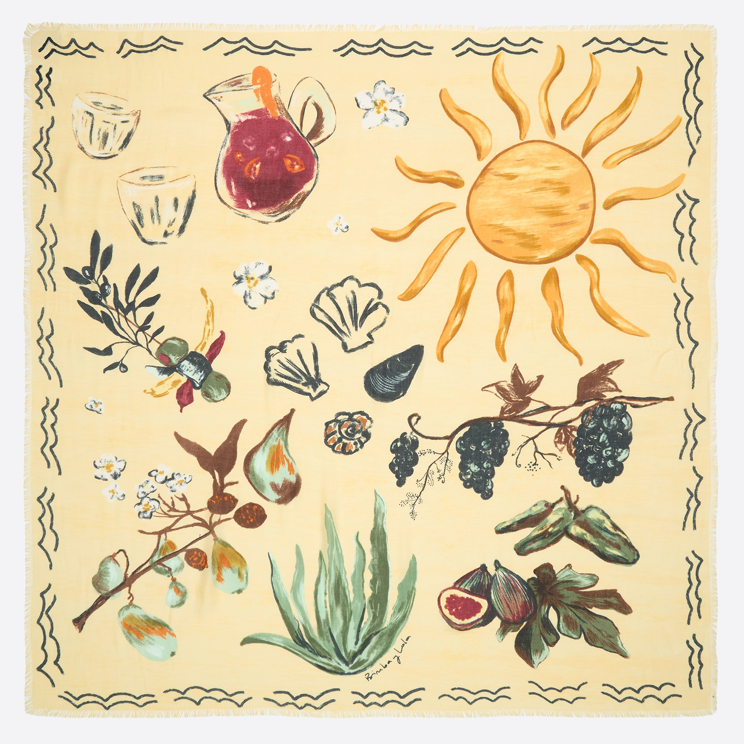 Bimba Y Lola Beige Still Life Shawl
