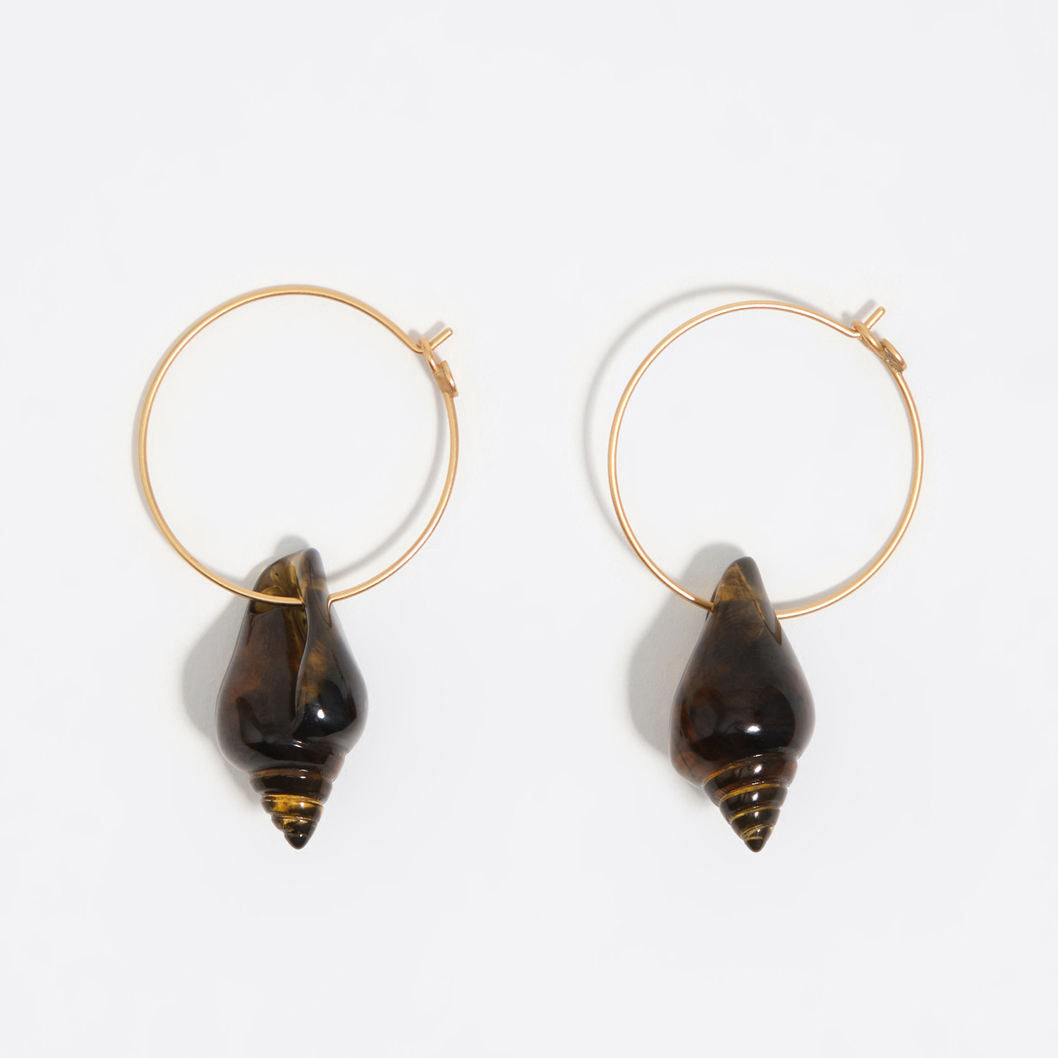 Bimba Y Lola Amber Resin Seashell Hoop Earrings