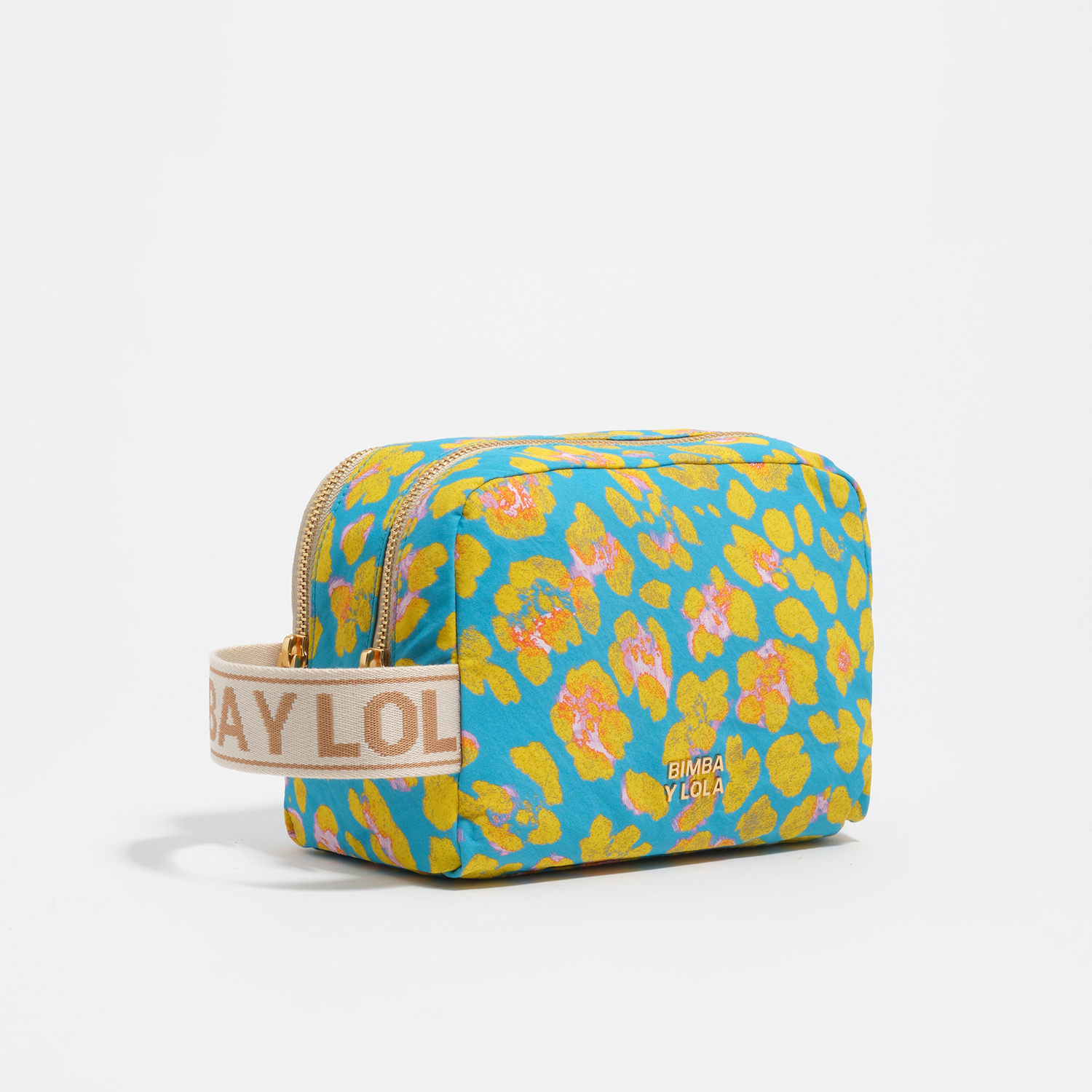 Bimba Y Lola Leopard Light Blue Blue Leopard Nylon Make-Up Case