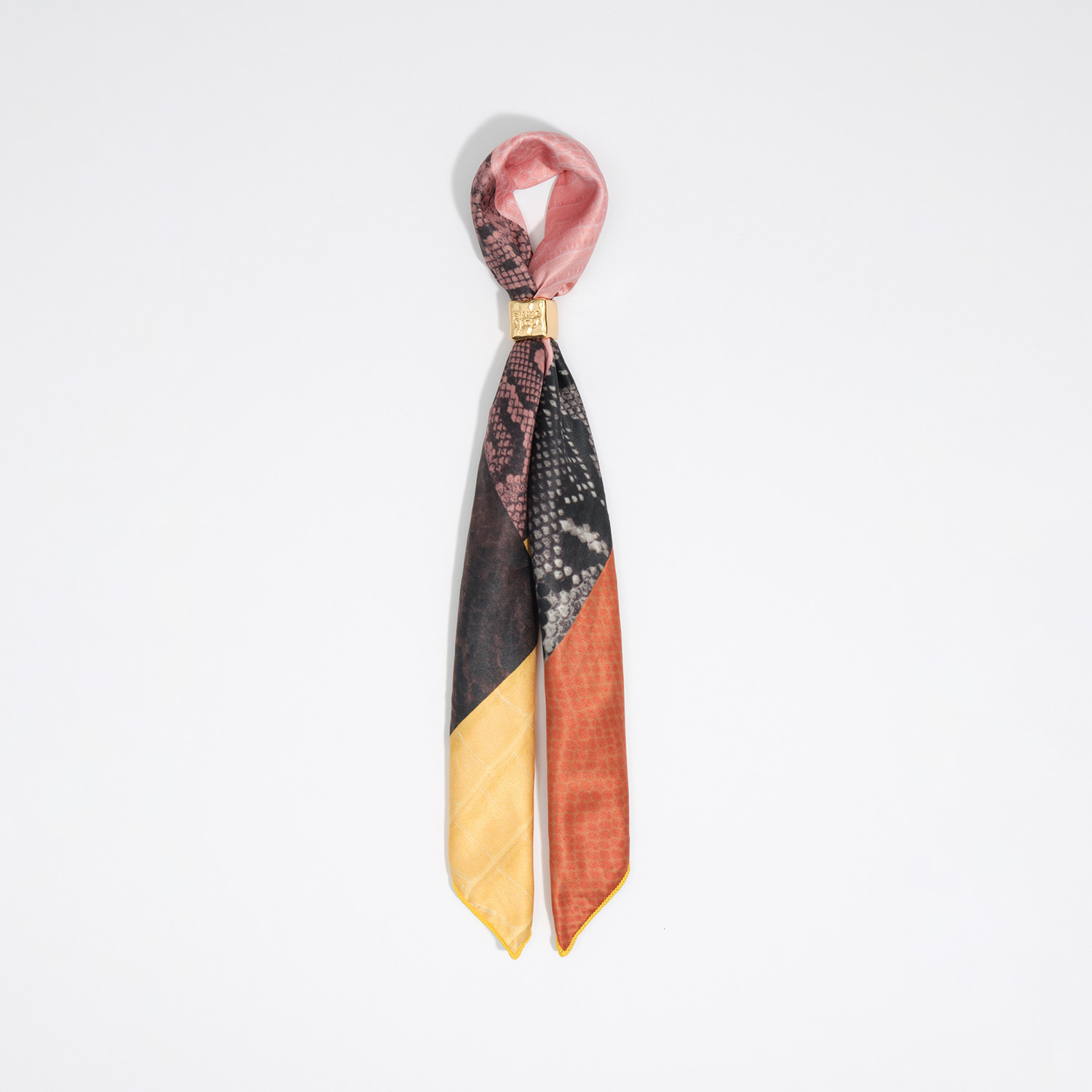 Chusta charms geometryczny patchwork skóra węża żółta