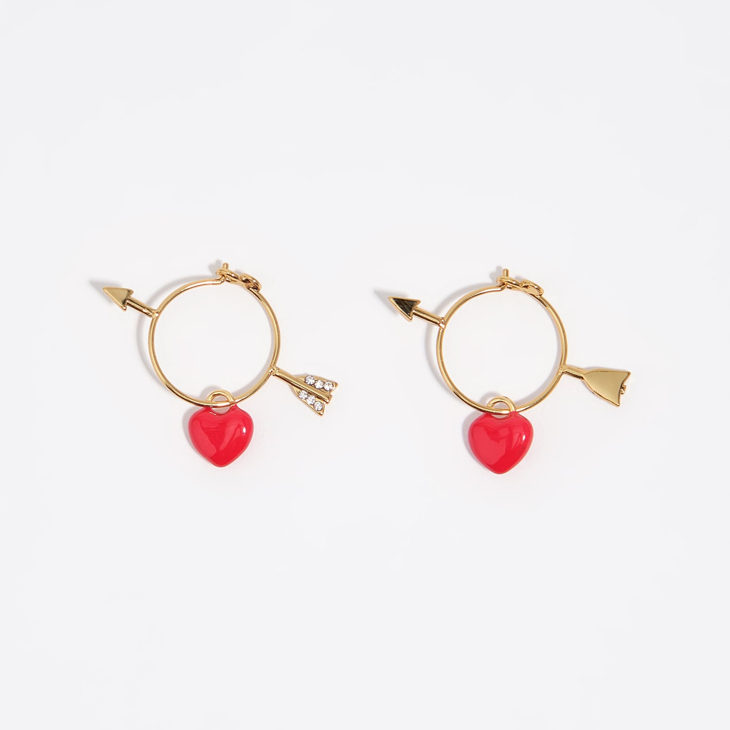 Bimba Y Lola Red Heart And Arrow Hoop Earrings