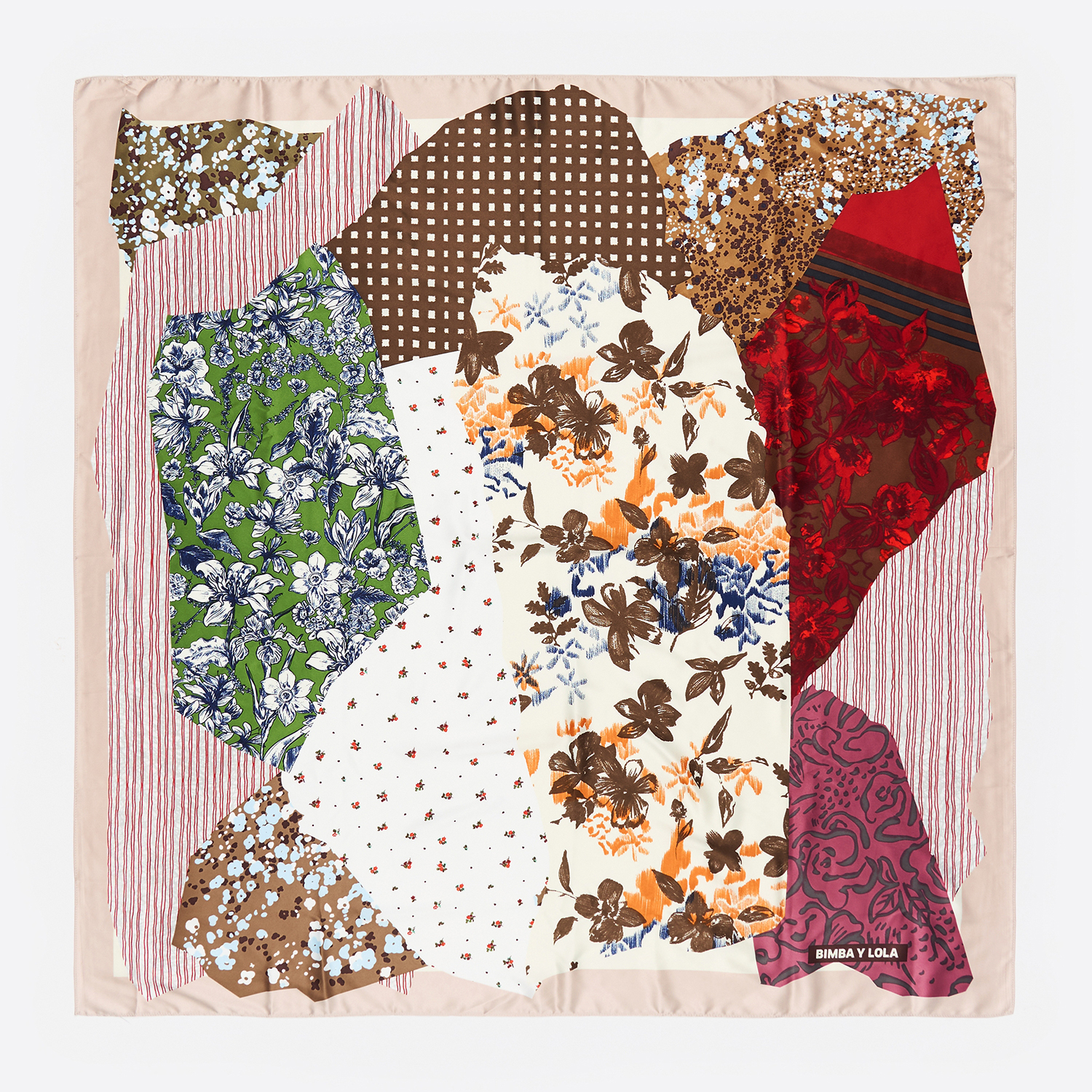Bimba Y Lola Brown Collage Print Scarf